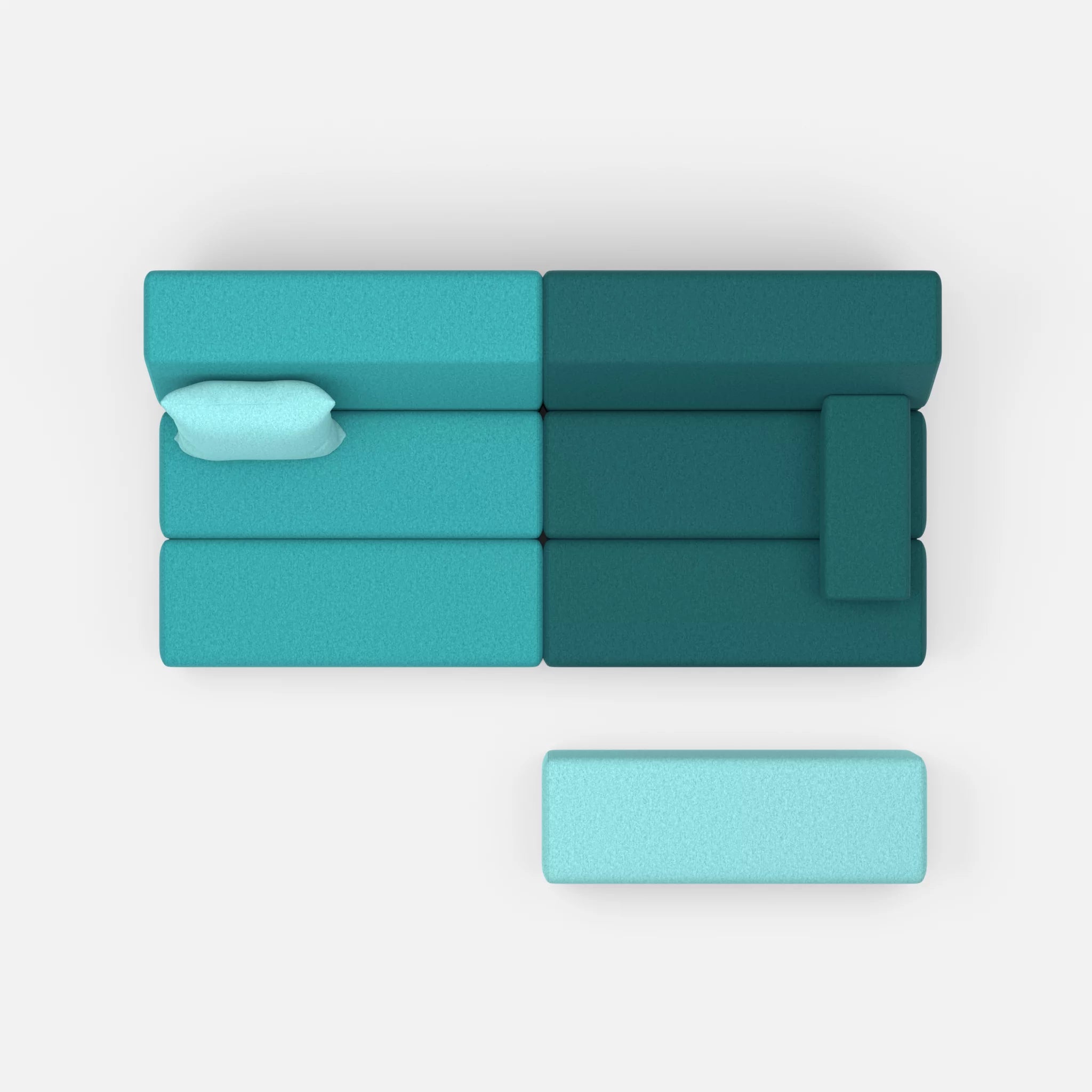 2 Sitzer Sofa Bricks 1 dama0076-dama0030 in Türkis und Türkis von oben