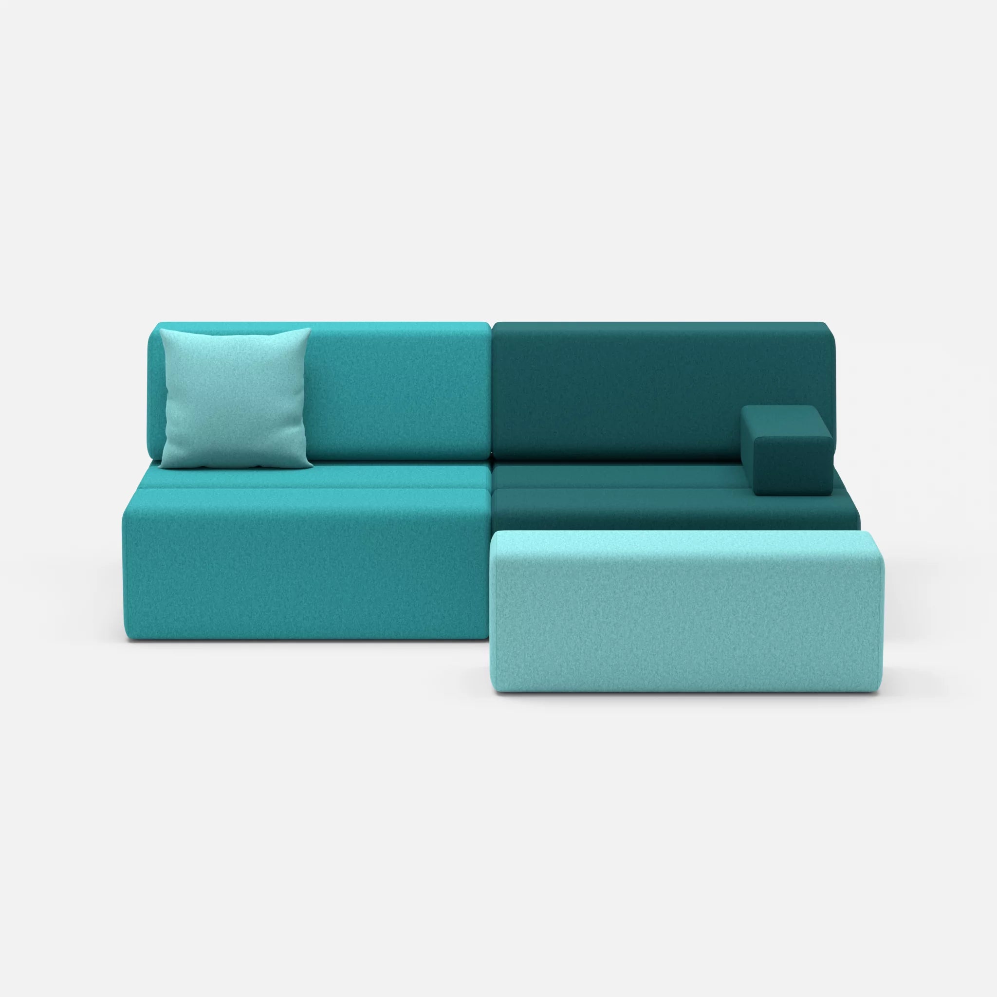 2 Sitzer Sofa Bricks 1 dama0076-dama0030 in Türkis und Türkis von vorne