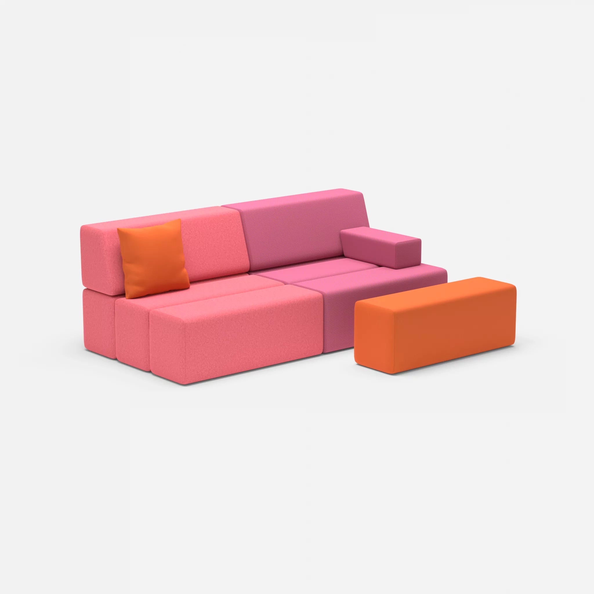 2 Sitzer Sofa Bricks 1 dama0083-radio3094 in Pink und Orange von der Seite