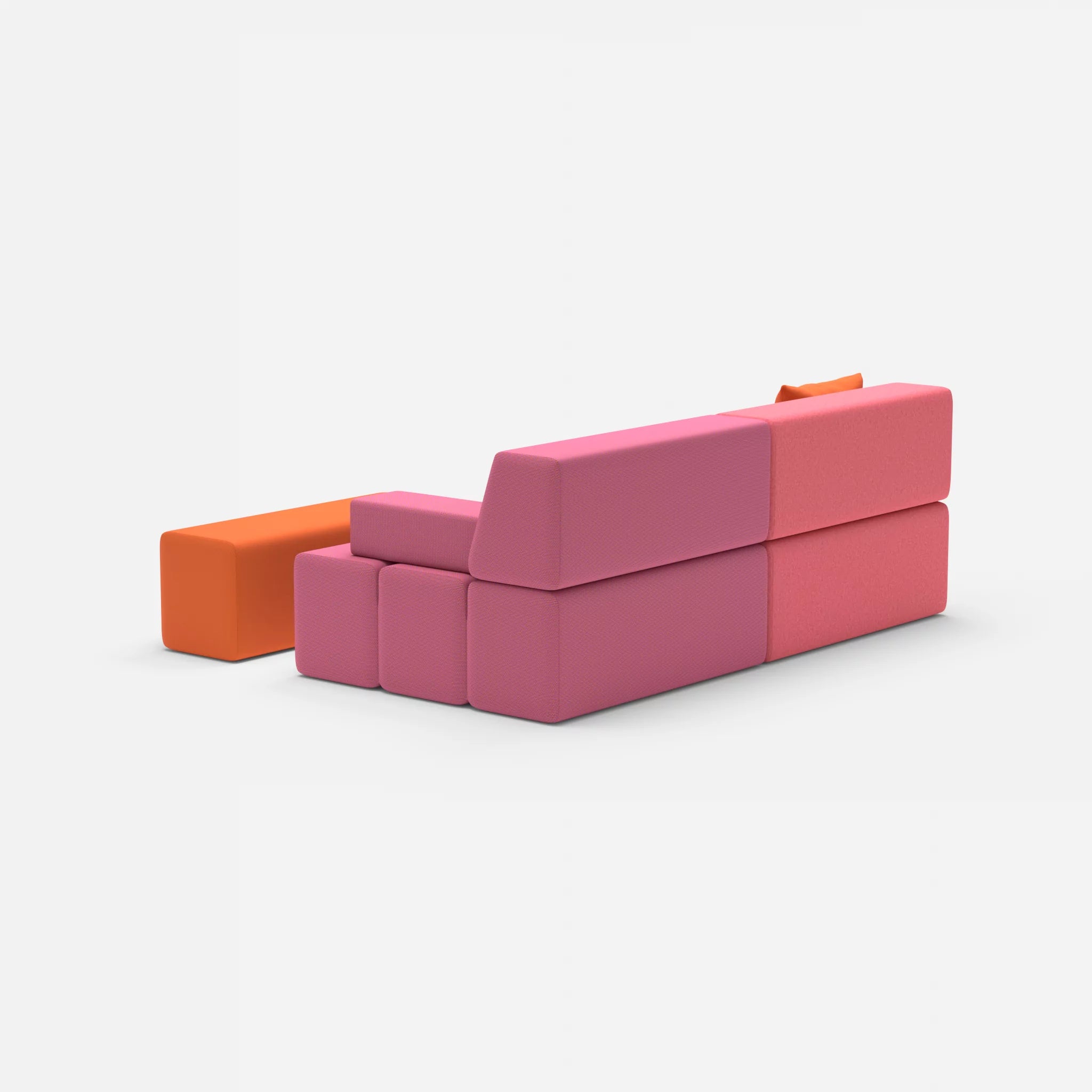 2 Sitzer Sofa Bricks 1 dama0083-radio3094 in Pink und Orange von hinten