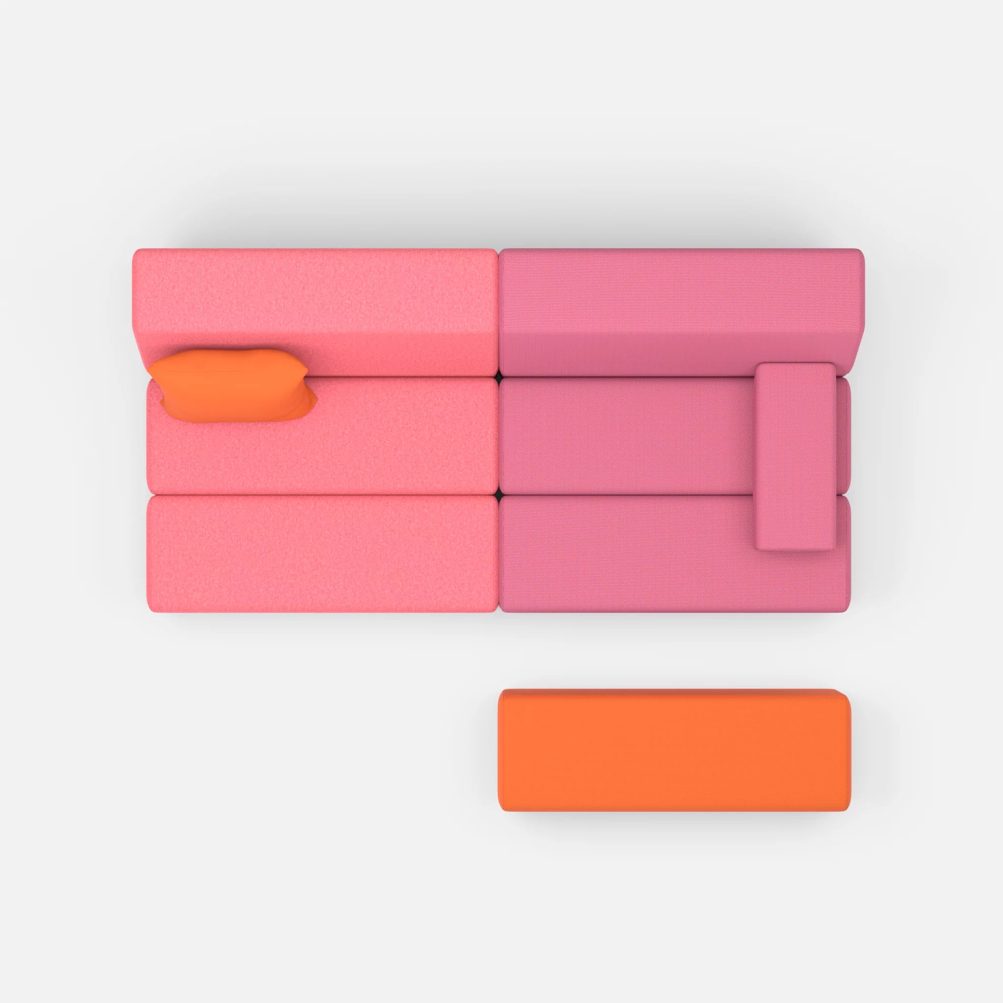 2 Sitzer Sofa Bricks 1 dama0083-radio3094 in Pink und Orange von oben