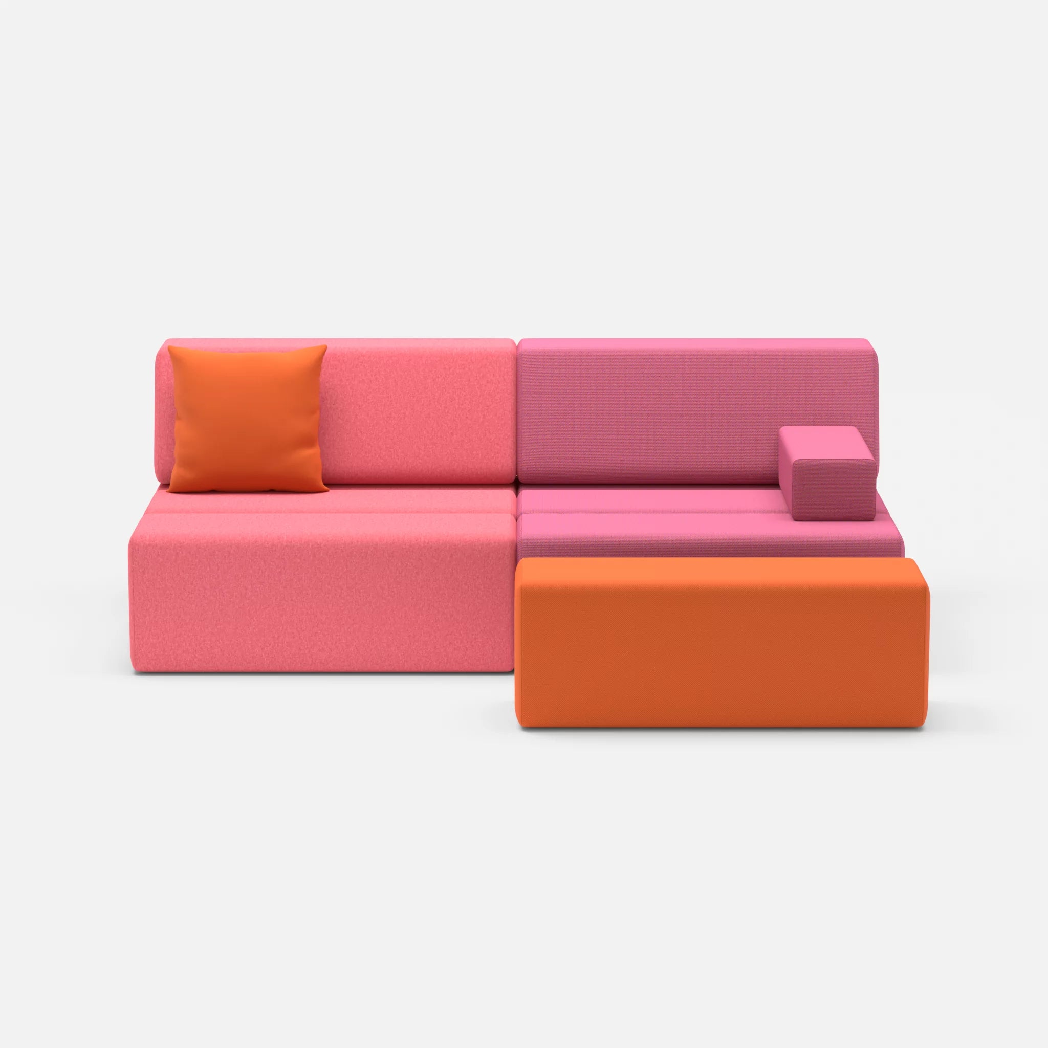 2 Sitzer Sofa Bricks 1 dama0083-radio3094 in Pink und Orange von vorne