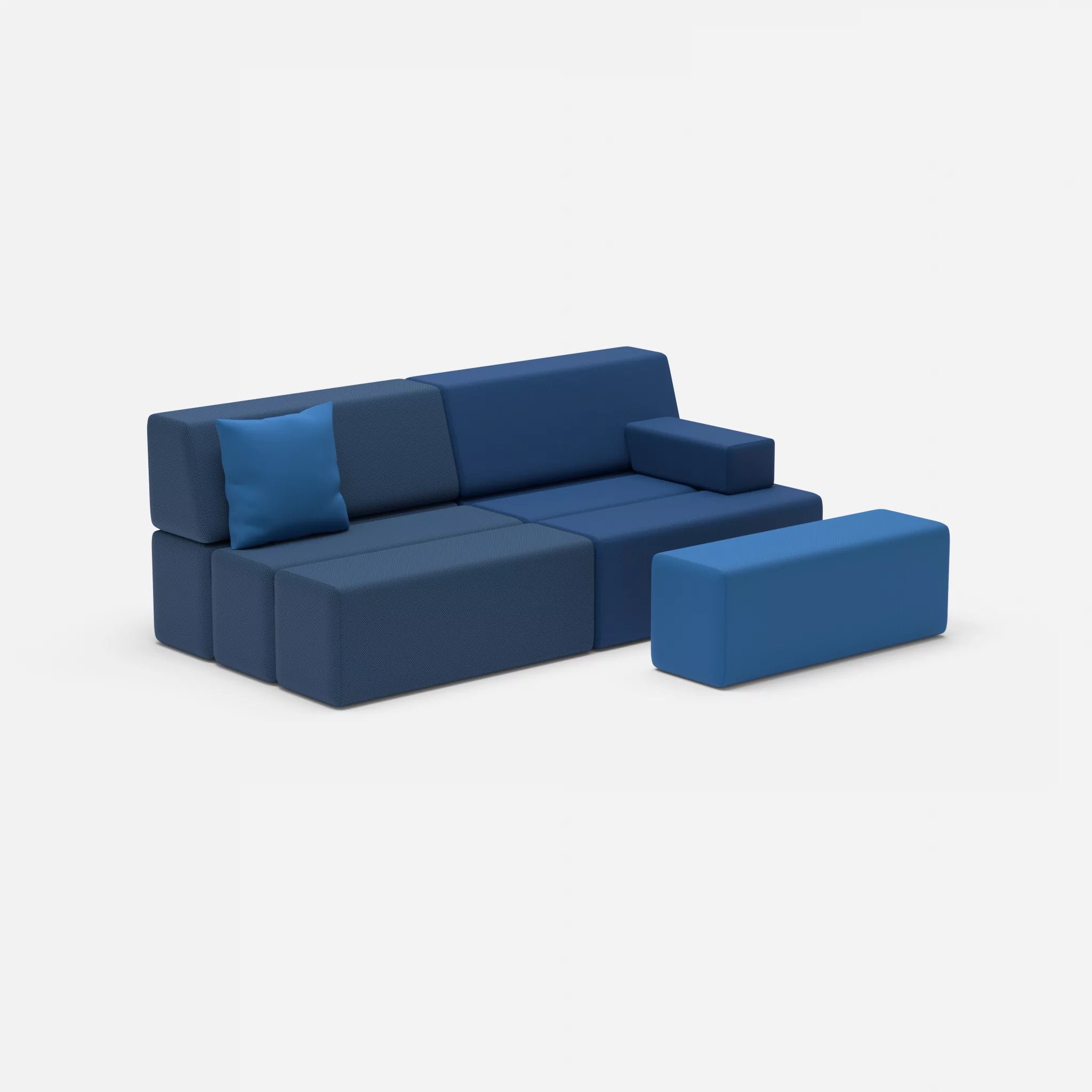 2 Sitzer Sofa Bricks 1 novumamur-radio6075 in Navy und Blau von der Seite