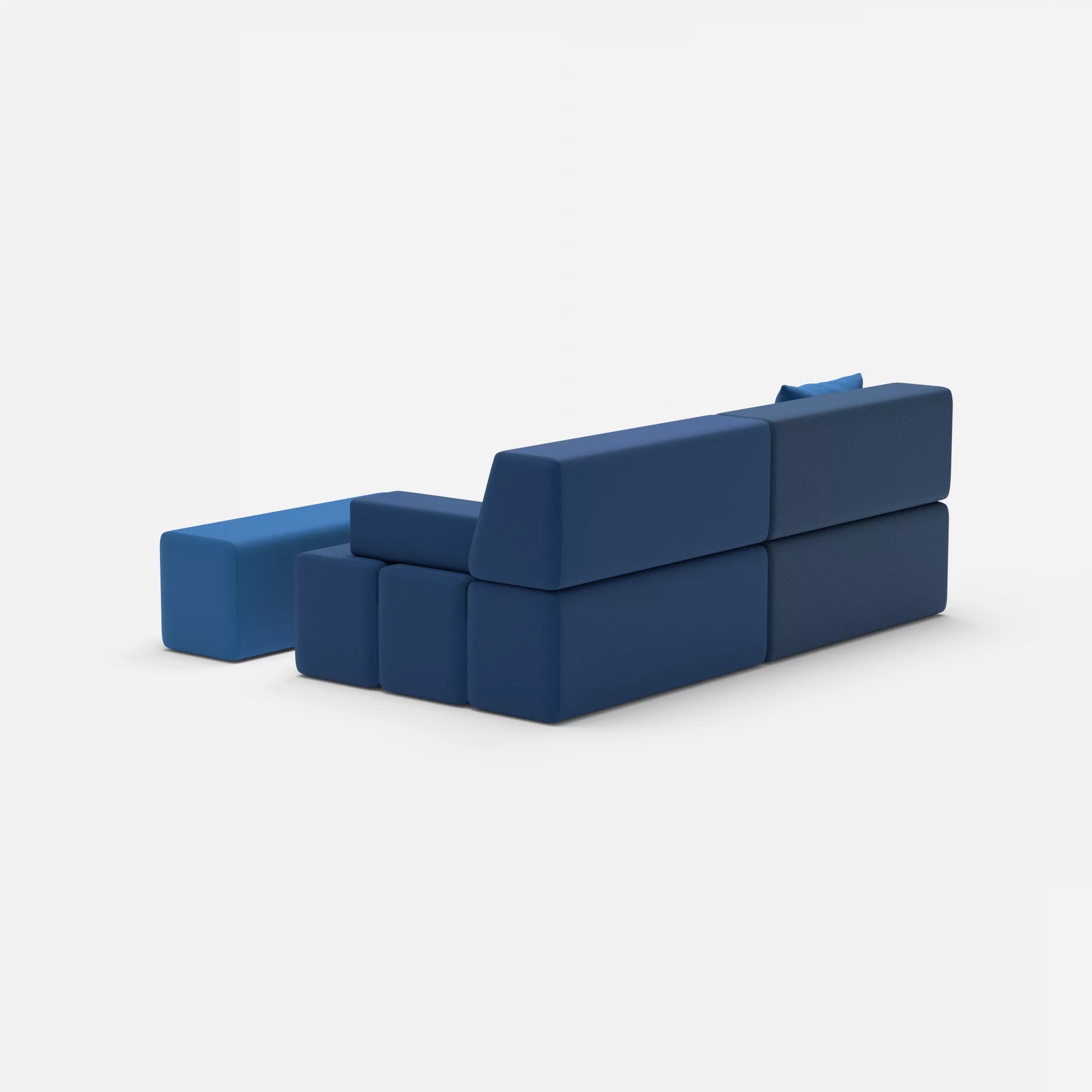 2 Sitzer Sofa Bricks 1 novumamur-radio6075 in Navy und Blau von hinten