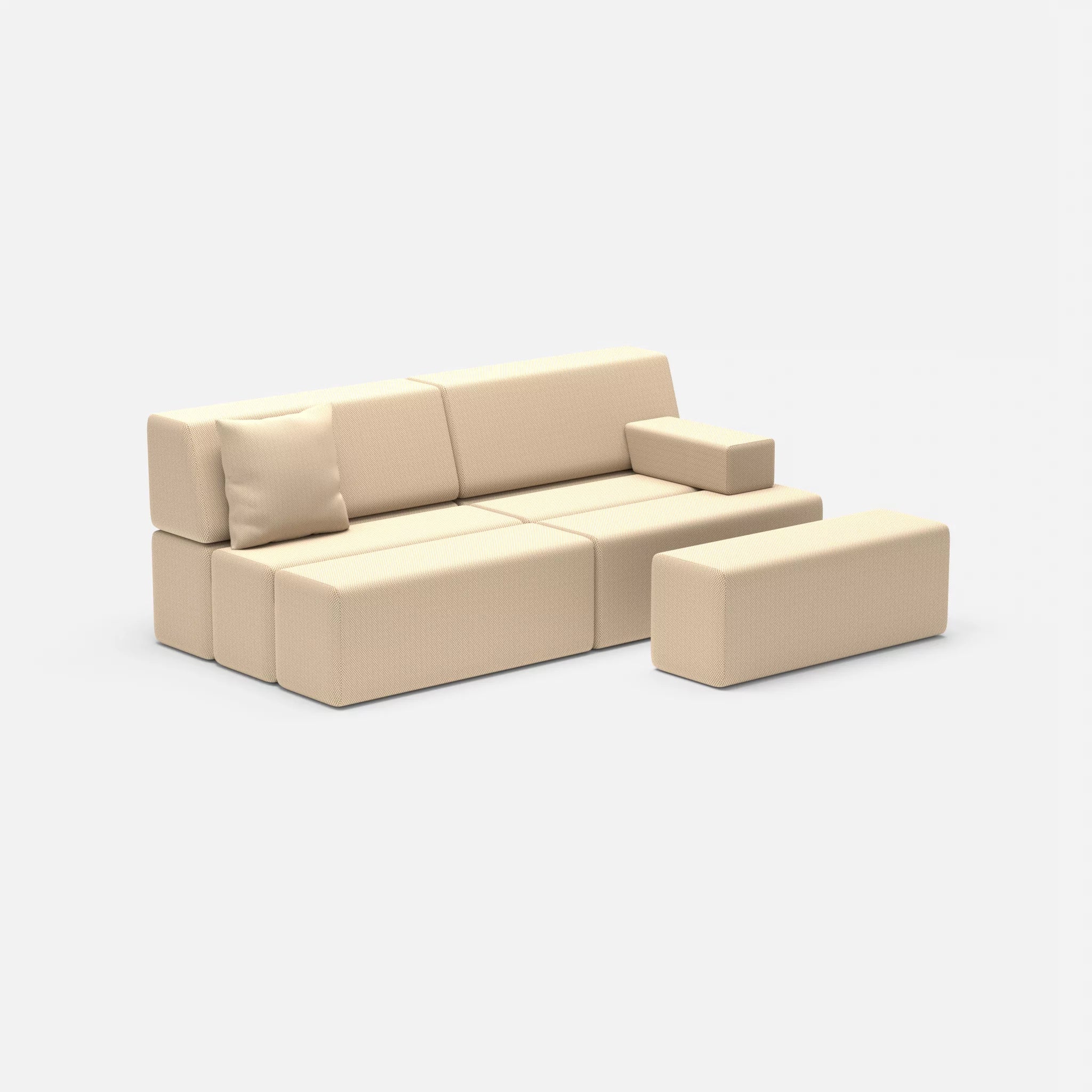 2 Sitzer Sofa Bricks 1 novumcocos in Hellbraun von der Seite
