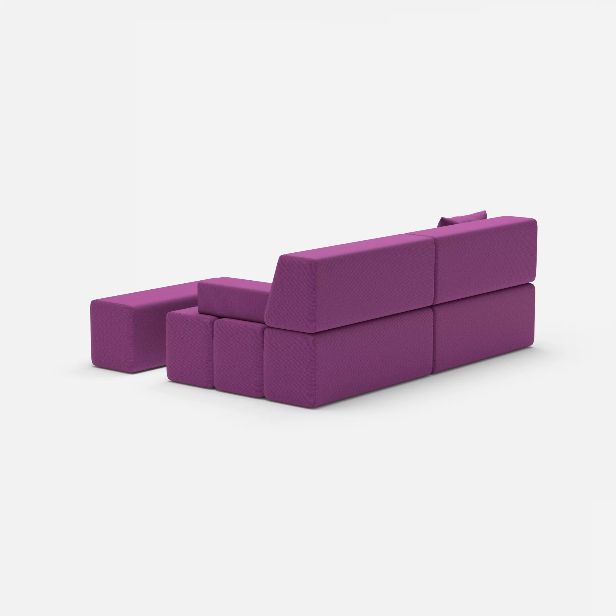 2 Sitzer Sofa Bricks 1 novumviola in Violett von hinten
