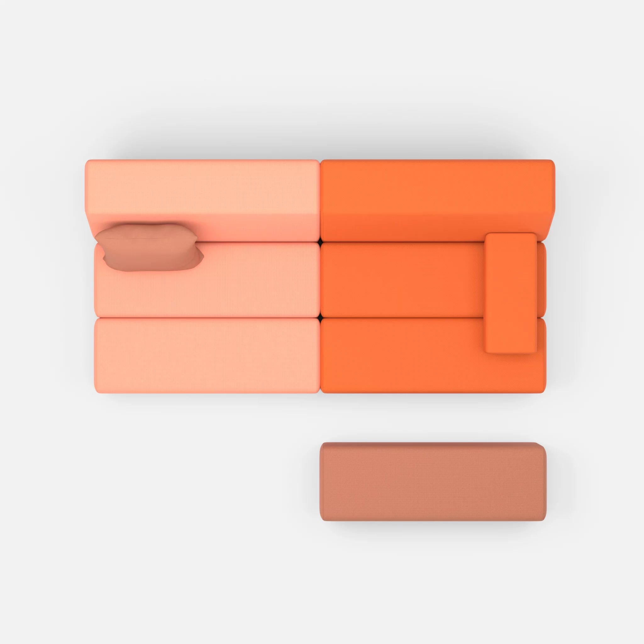 2 Sitzer Sofa Bricks 1 radio4046-radio4037 in Coral und Hellrot von oben