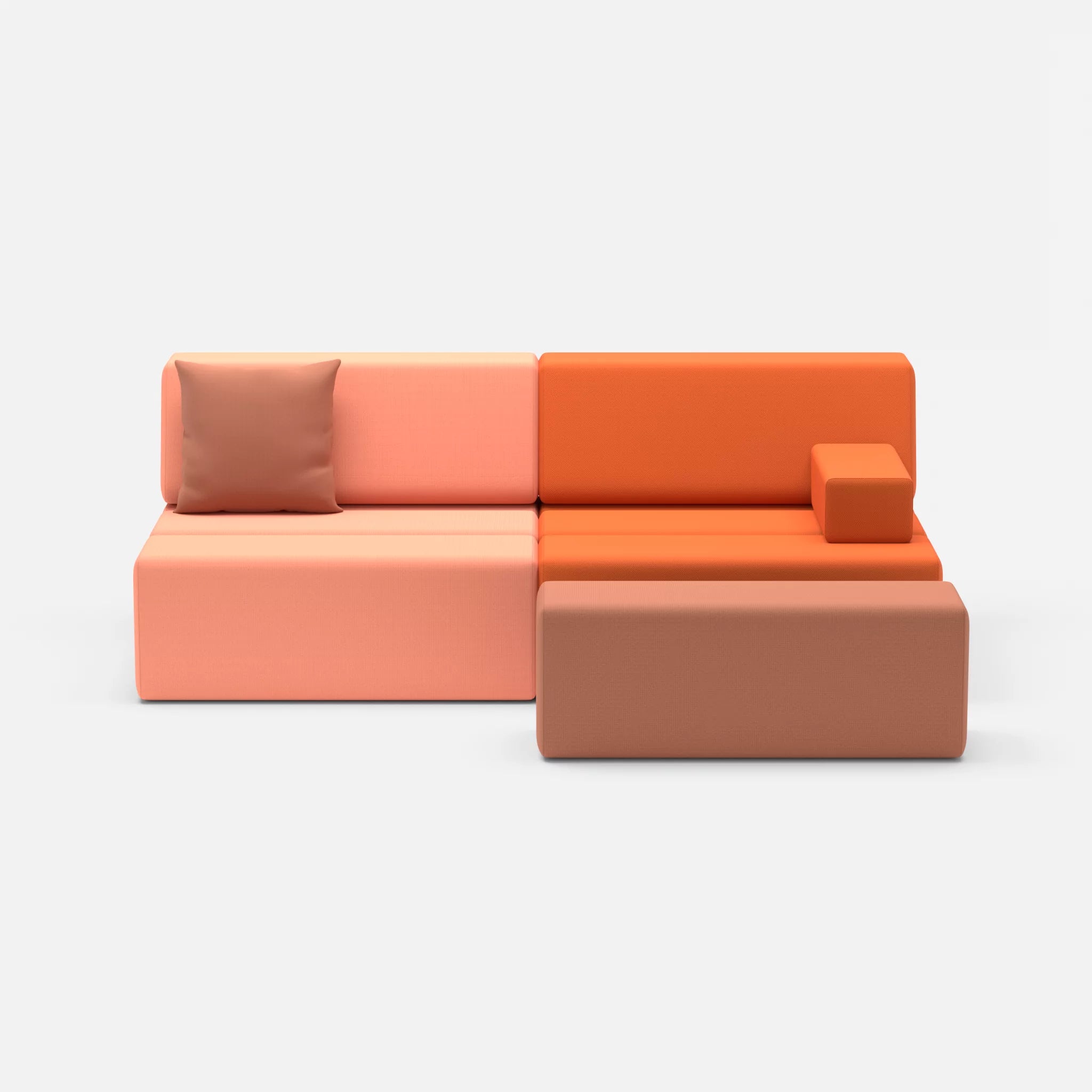 2 Sitzer Sofa Bricks 1 radio4046-radio4037 in Coral und Hellrot von vorne