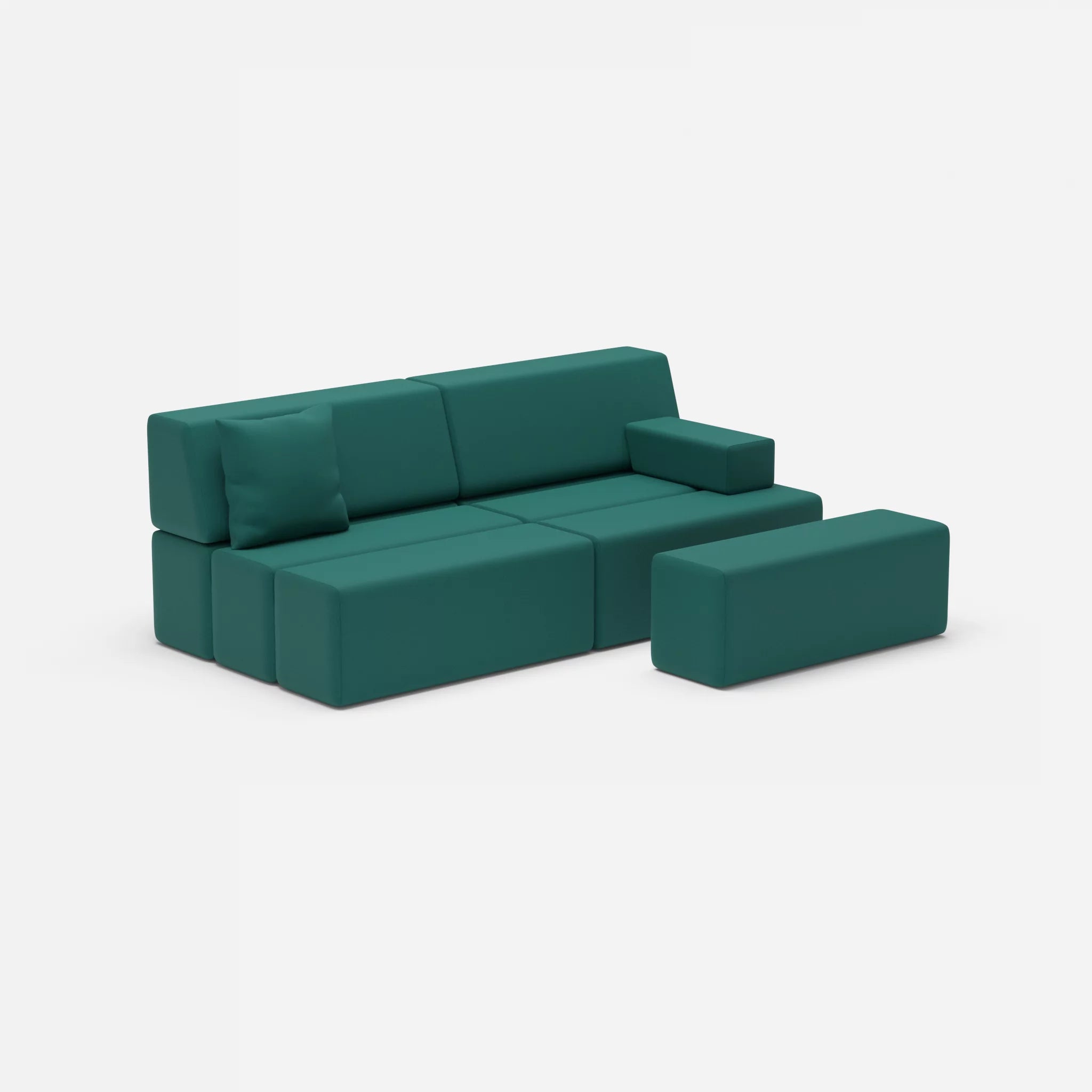 2 Sitzer Sofa Bricks 1 radio6015 in Türkis von der Seite