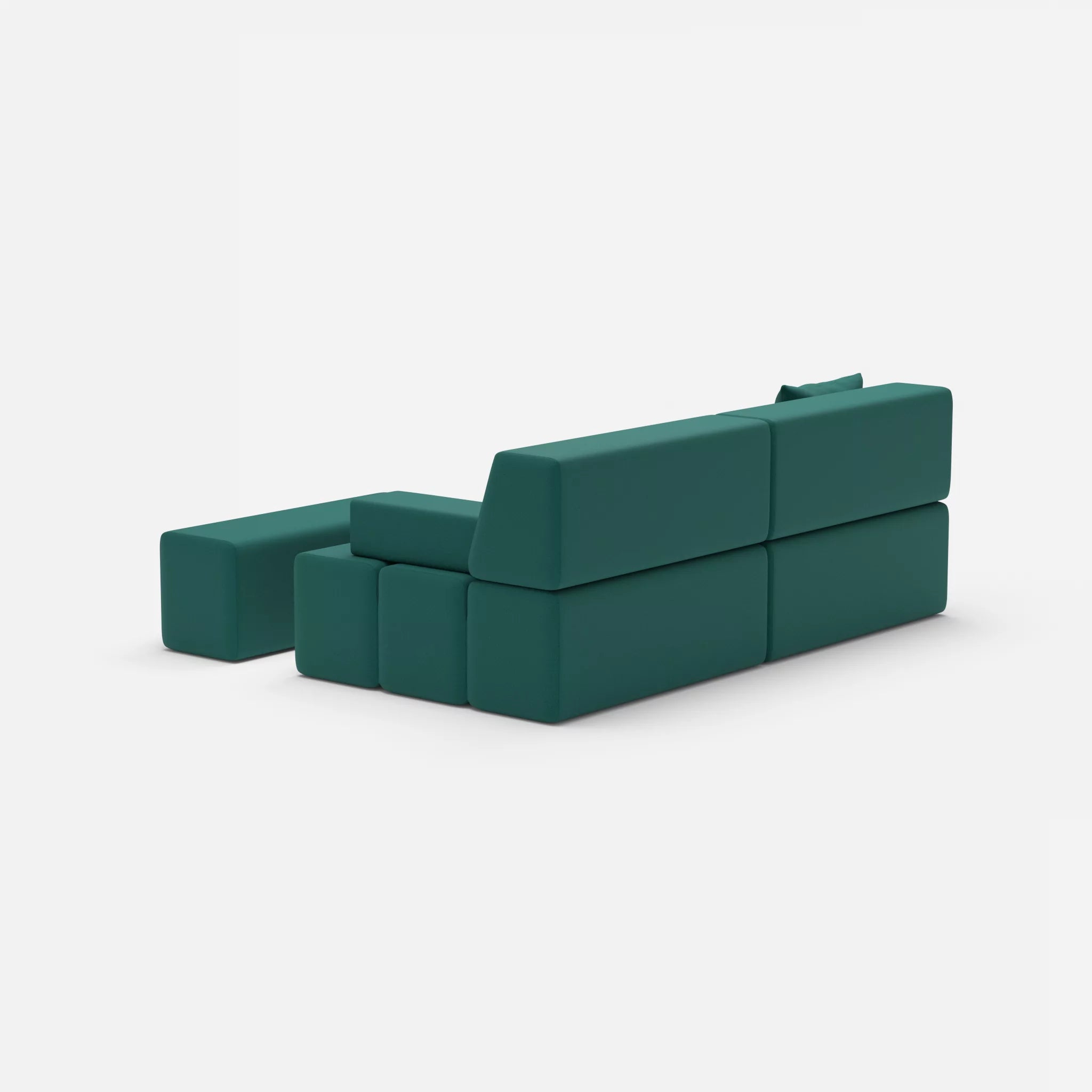 2 Sitzer Sofa Bricks 1 radio6015 in Türkis von hinten
