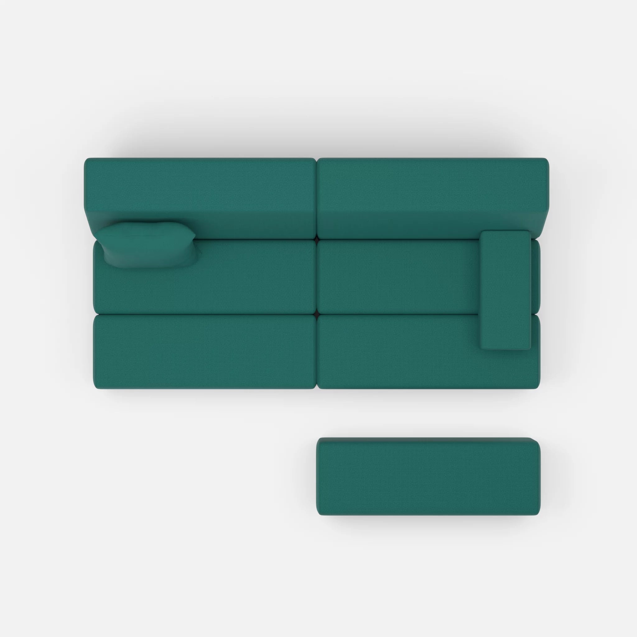 2 Sitzer Sofa Bricks 1 radio6015 in Türkis von oben