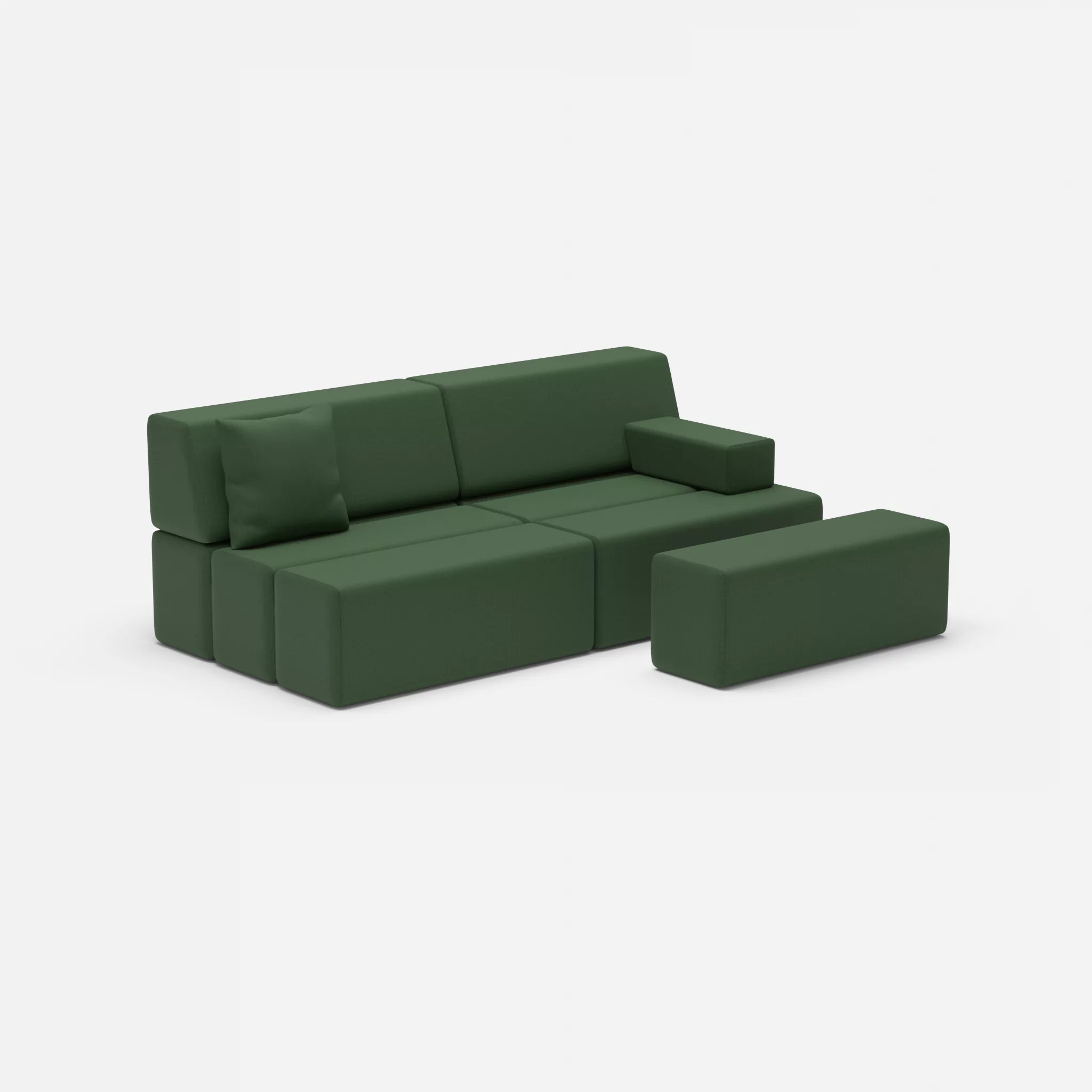 2 Sitzer Sofa Bricks 1 radio7036 in Olive von der Seite