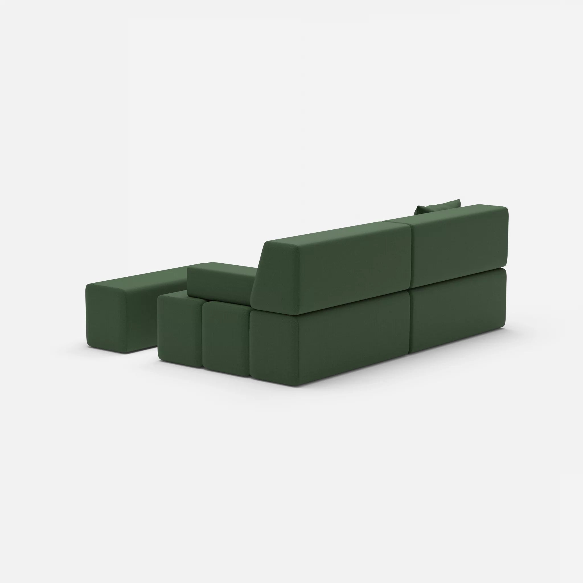 2 Sitzer Sofa Bricks 1 radio7036 in Olive von hinten