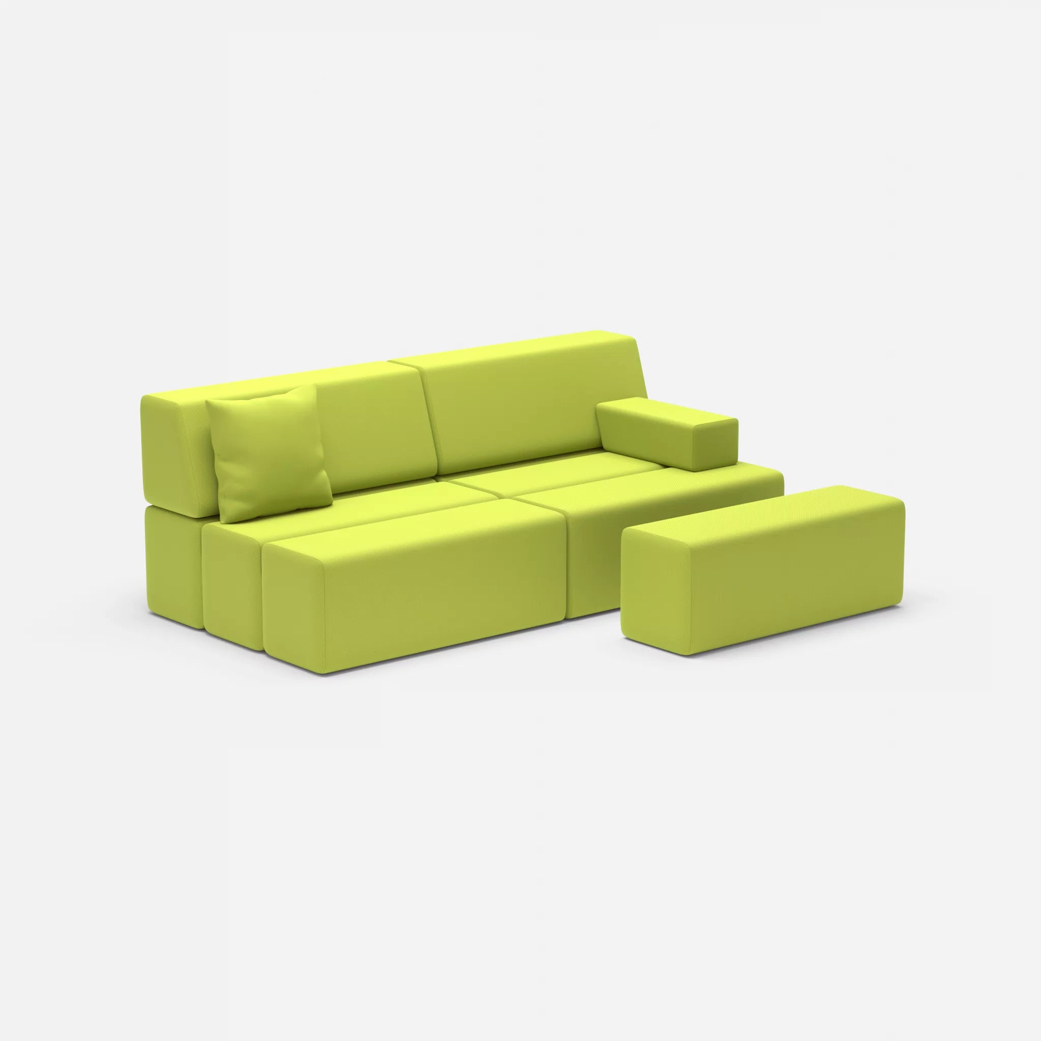 2 Sitzer Sofa Bricks 1 radio7041 in Hellgrün von der Seite