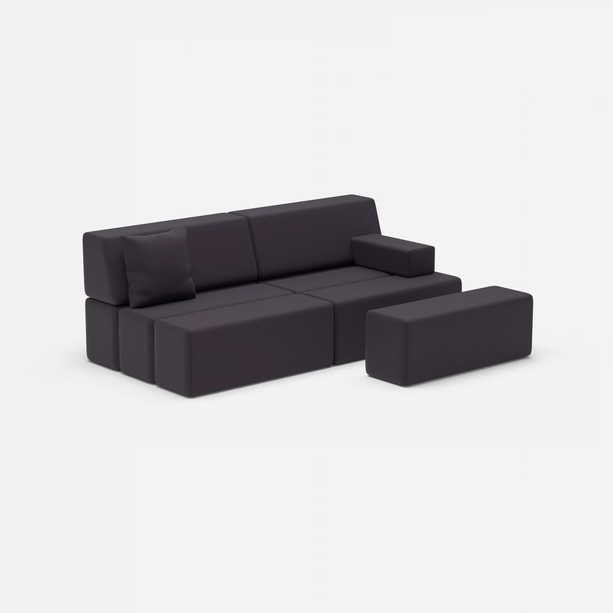 2 Sitzer Sofa Bricks 1 radio8517 in Anthrazit von der Seite