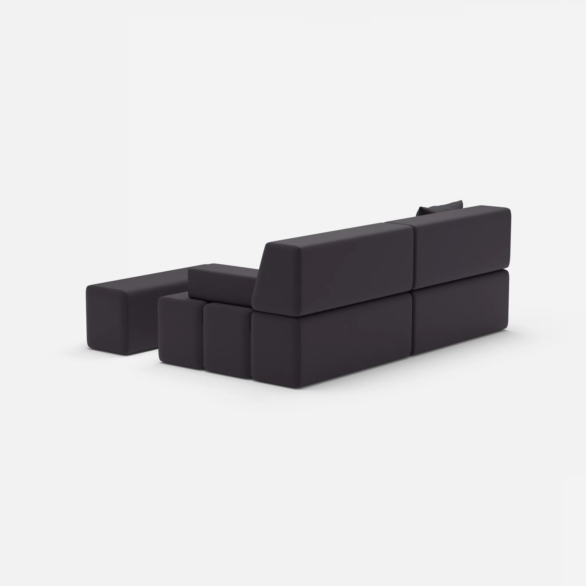 2 Sitzer Sofa Bricks 1 radio8517 in Anthrazit von hinten