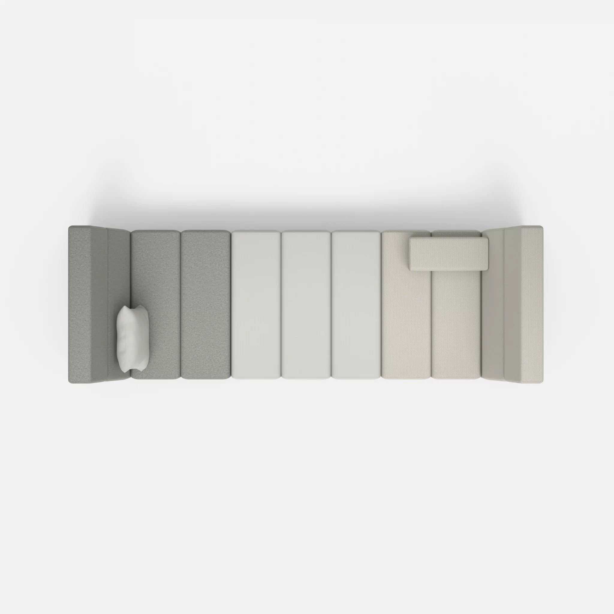 2 Sitzer Sofa Bricks 2 dama0003-radio8027 in Mittelgrau und Hellgrau von oben