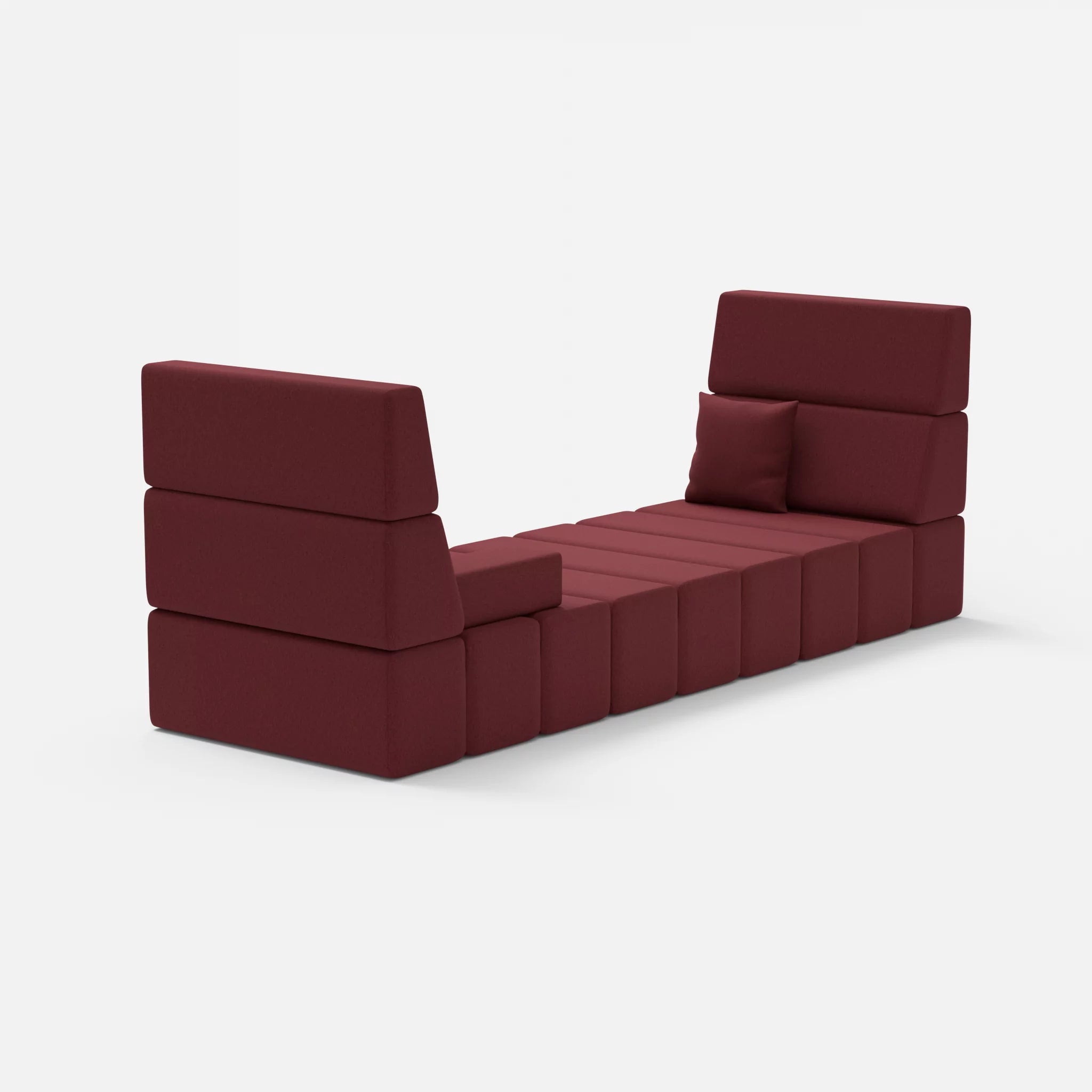 2 Sitzer Sofa Bricks 2 dama0034 in Bordeaux von hinten