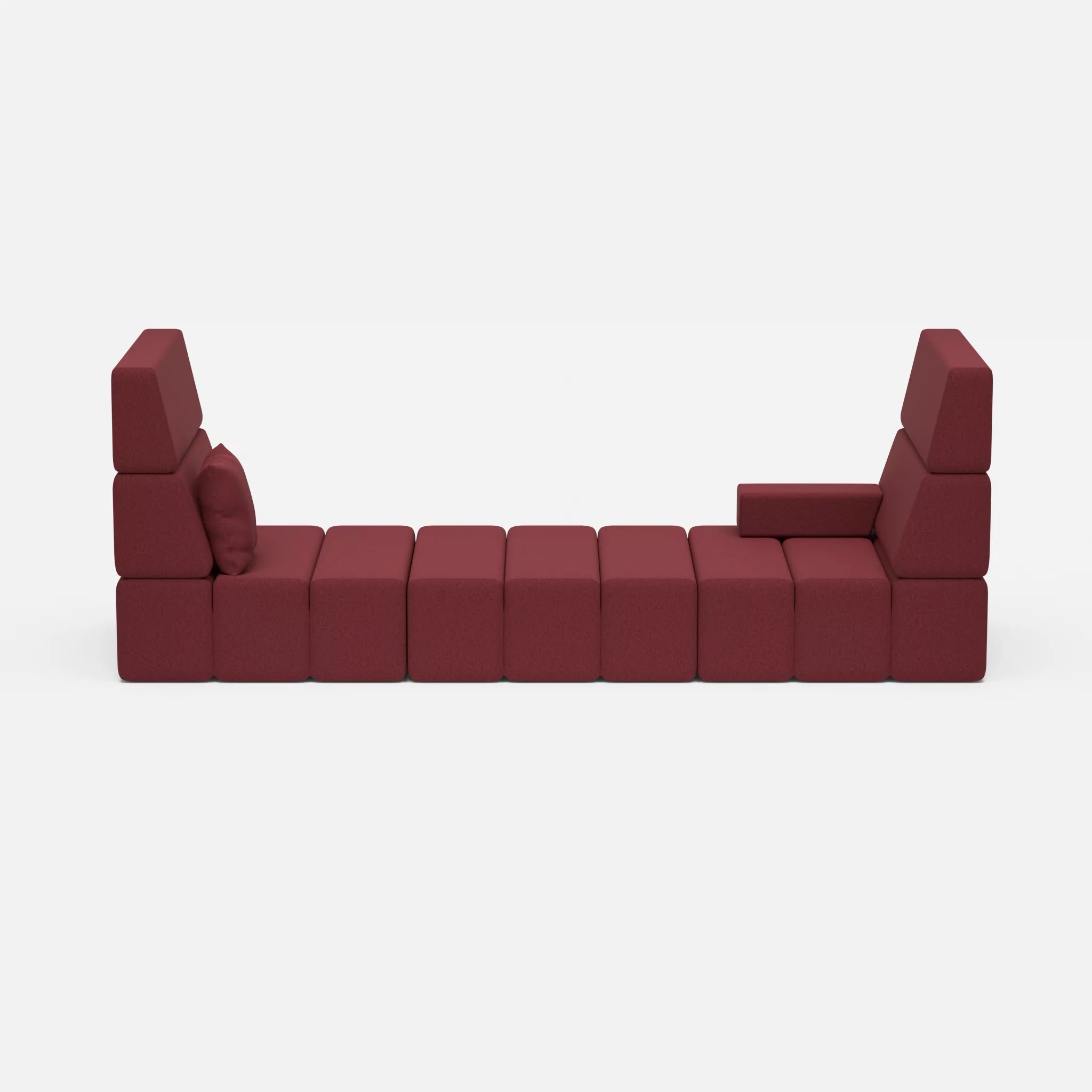 2 Sitzer Sofa Bricks 2 dama0034 in Bordeaux von vorne