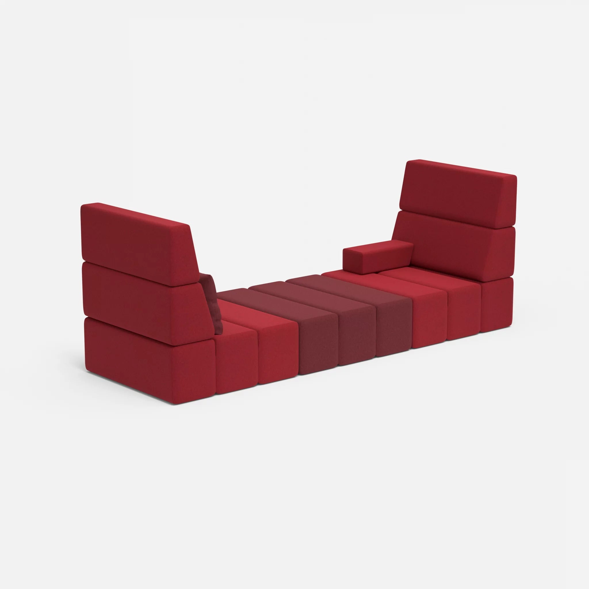 2 Sitzer Sofa Bricks 2 dama0053-dama0034 in Rot und Bordeaux von der Seite