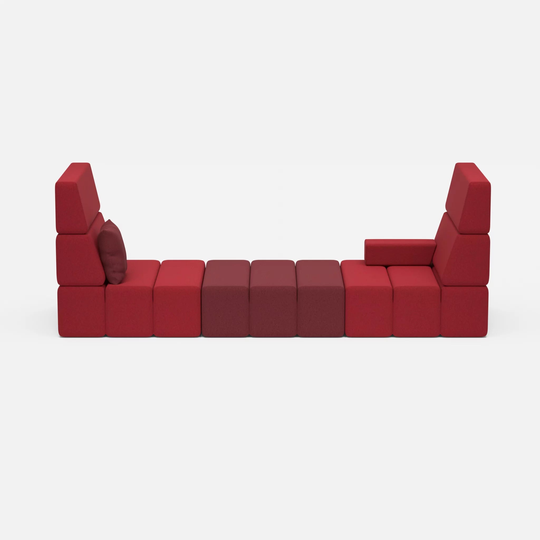 2 Sitzer Sofa Bricks 2 dama0053-dama0034 in Rot und Bordeaux von vorne