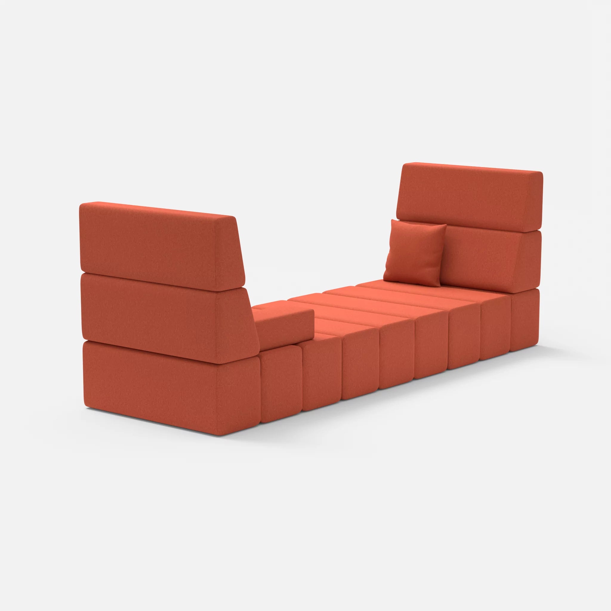 2 Sitzer Sofa Bricks 2 dama0062 in Orange von hinten