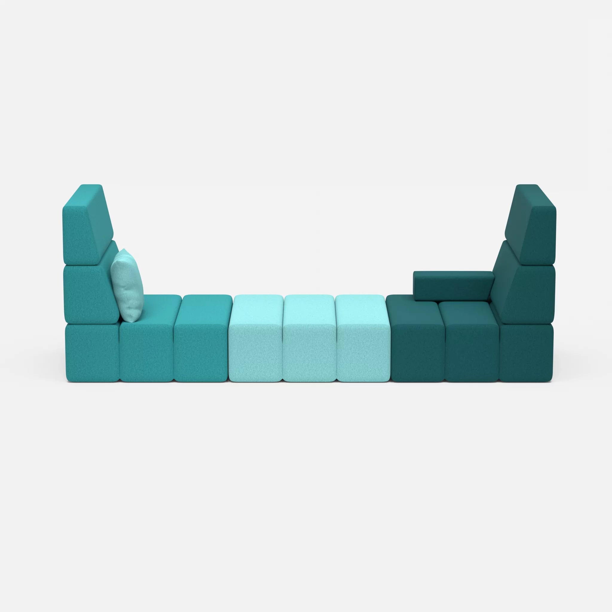 2 Sitzer Sofa Bricks 2 dama0076-dama0030 in Türkis und Türkis von vorne