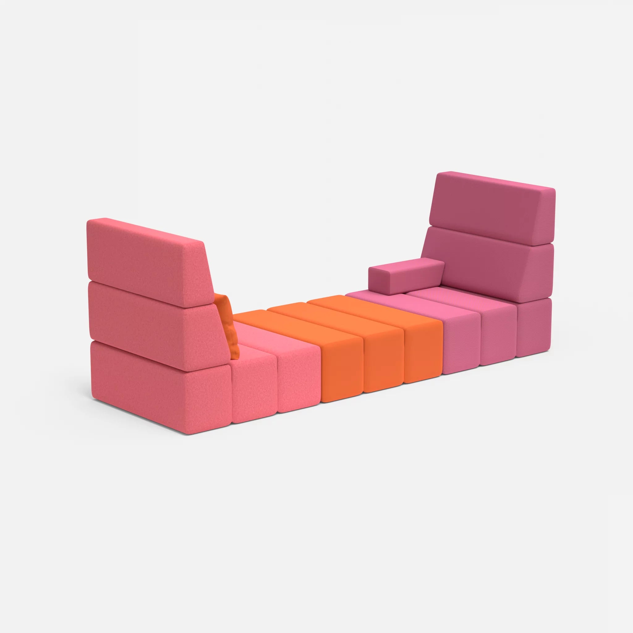 2 Sitzer Sofa Bricks 2 dama0083-radio3094 in Pink und Orange von der Seite