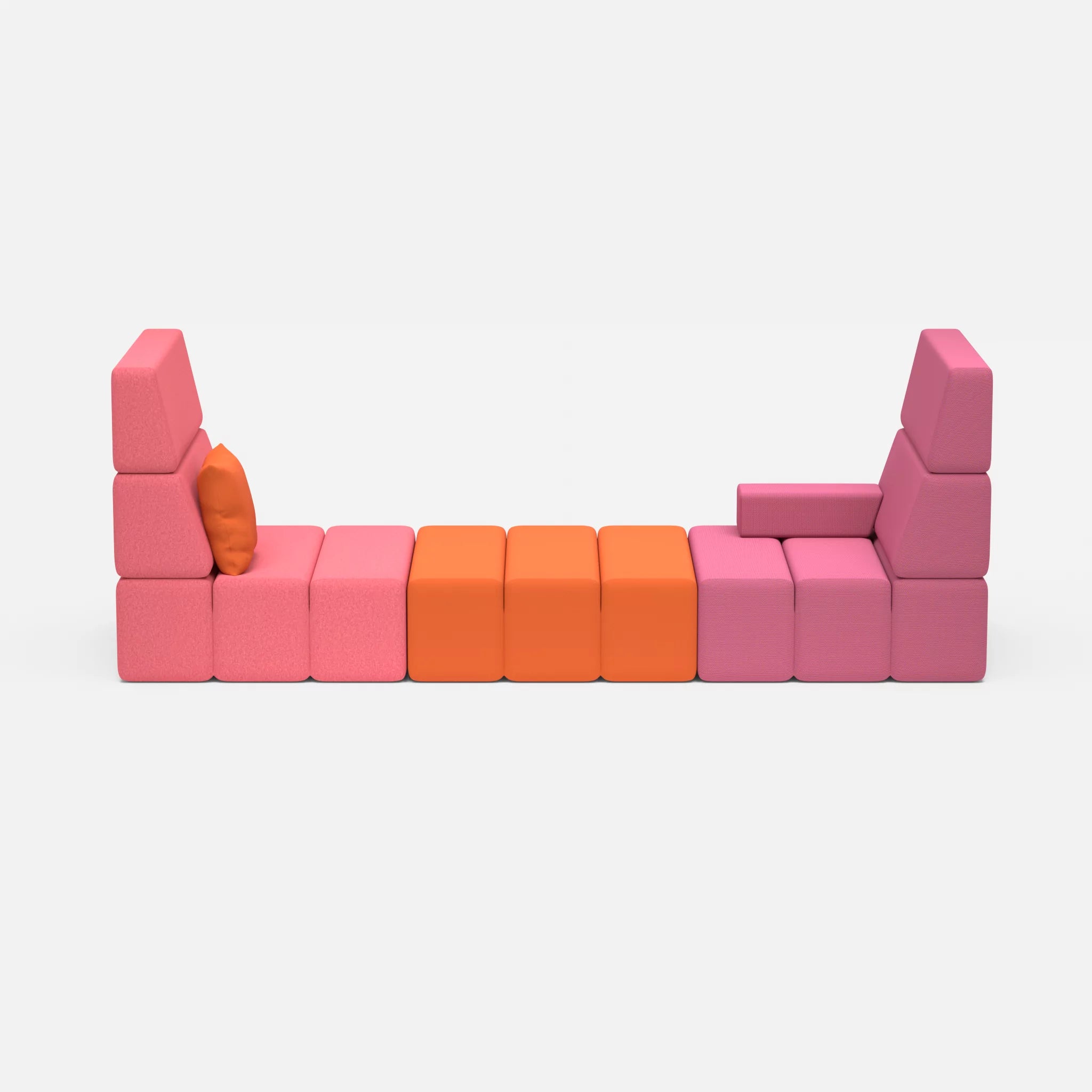 2 Sitzer Sofa Bricks 2 dama0083-radio3094 in Pink und Orange von vorne
