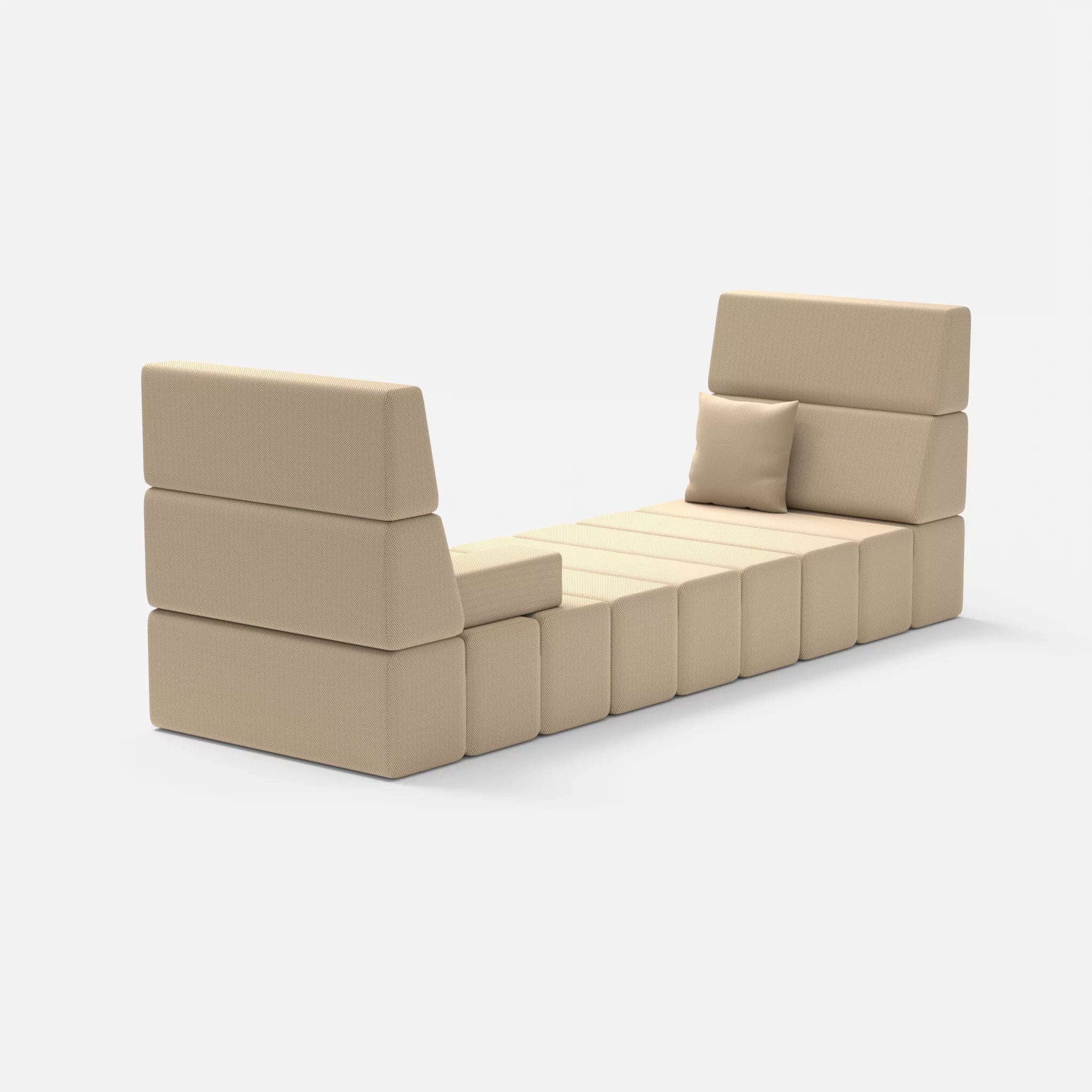2 Sitzer Sofa Bricks 2 novumcocos in Hellbraun von hinten