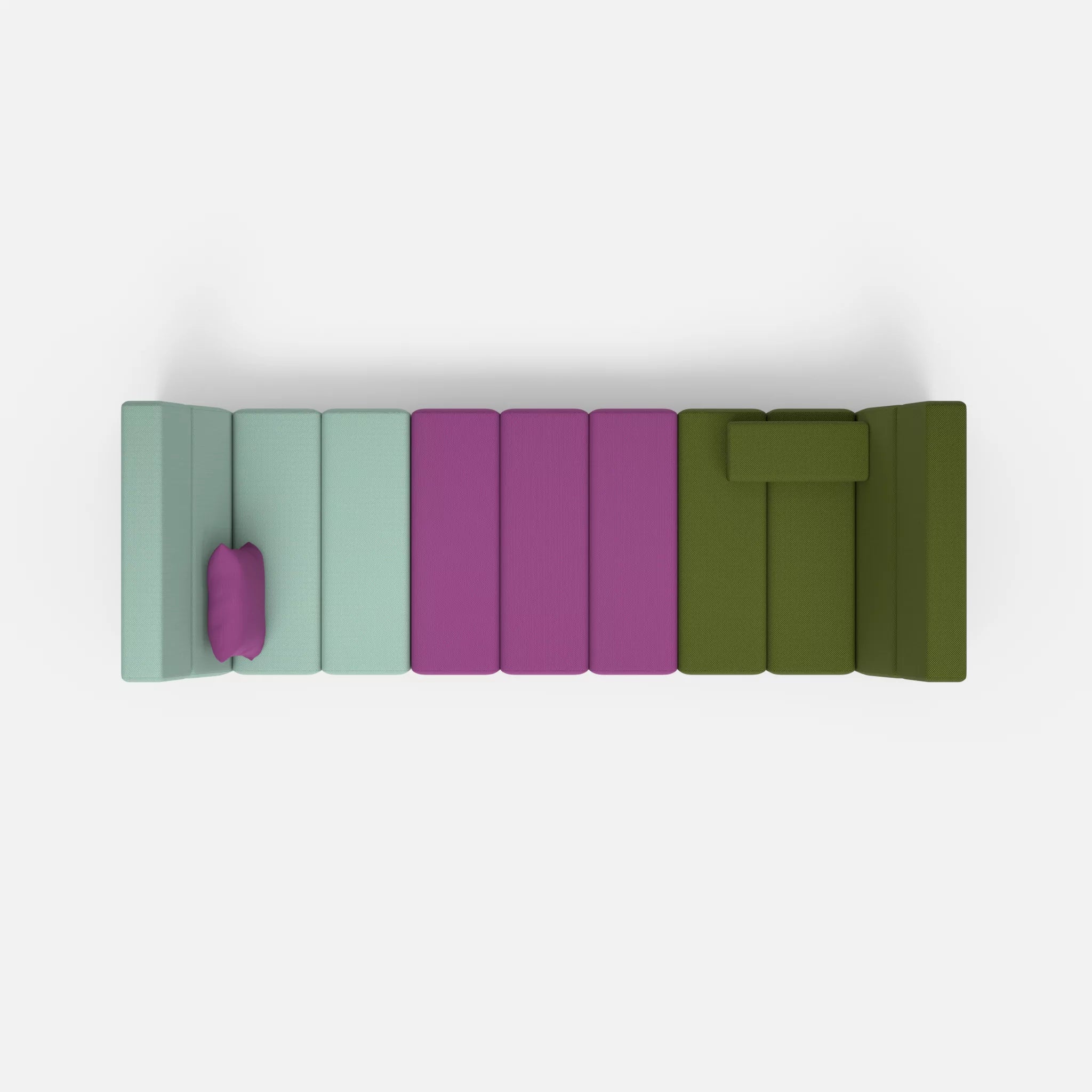 2 Sitzer Sofa Bricks 2 novumlagoon-novumviola in Graublau und Violett von oben