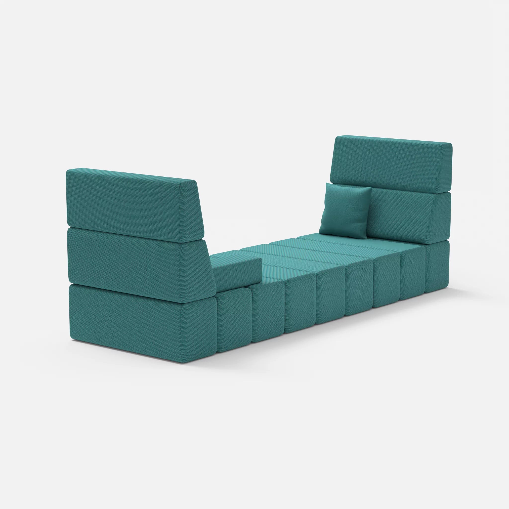 2 Sitzer Sofa Bricks 2 novumprisma in Türkis von hinten