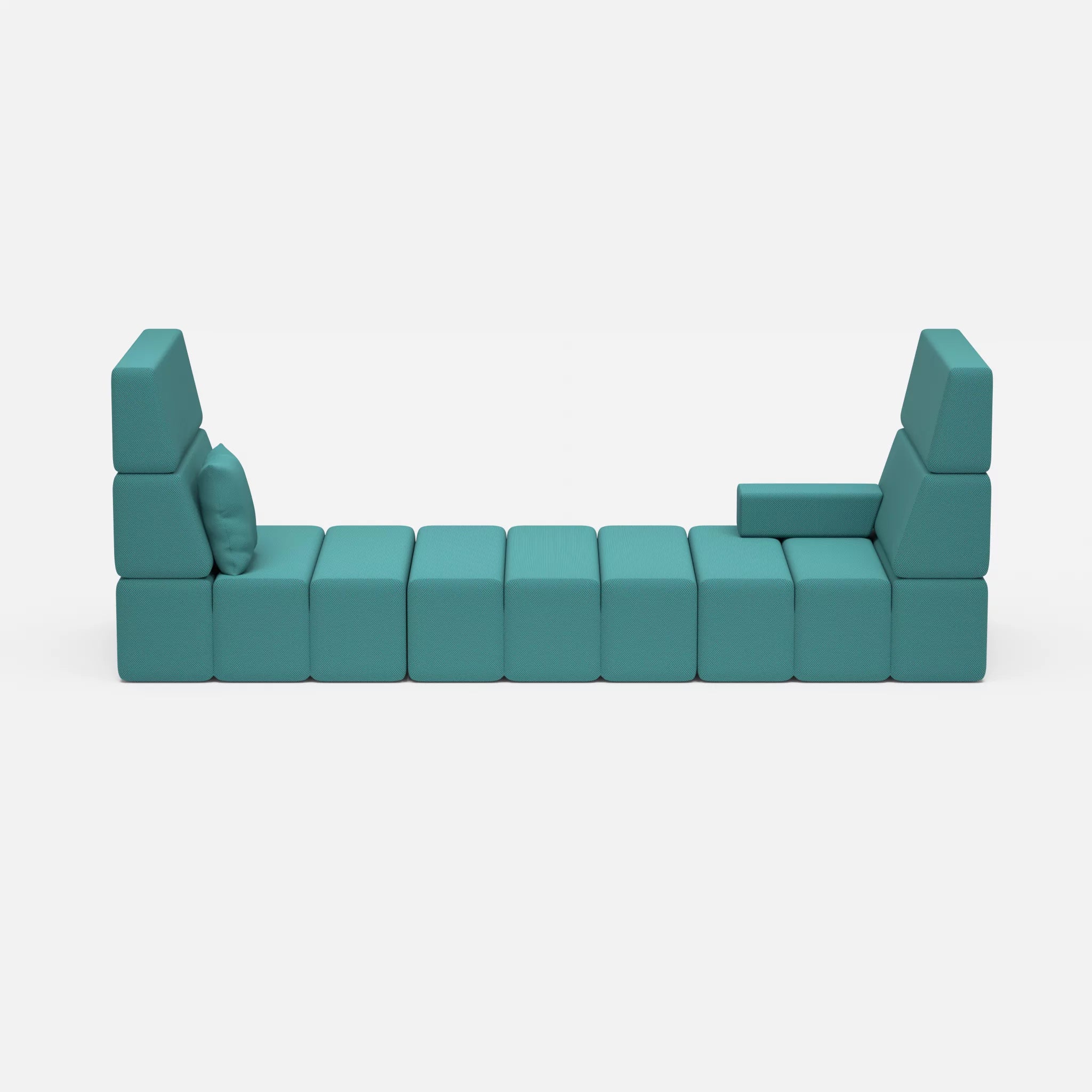 2 Sitzer Sofa Bricks 2 novumprisma in Türkis von vorne