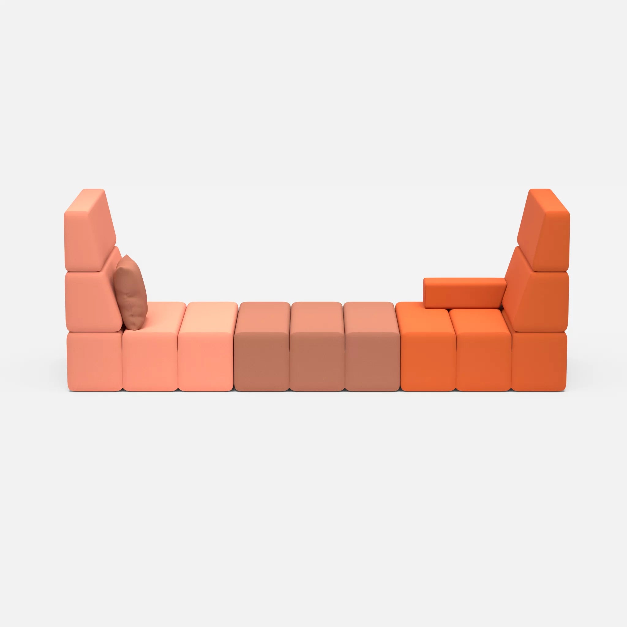 2 Sitzer Sofa Bricks 2 radio4046-radio4037 in Coral und Hellrot von vorne