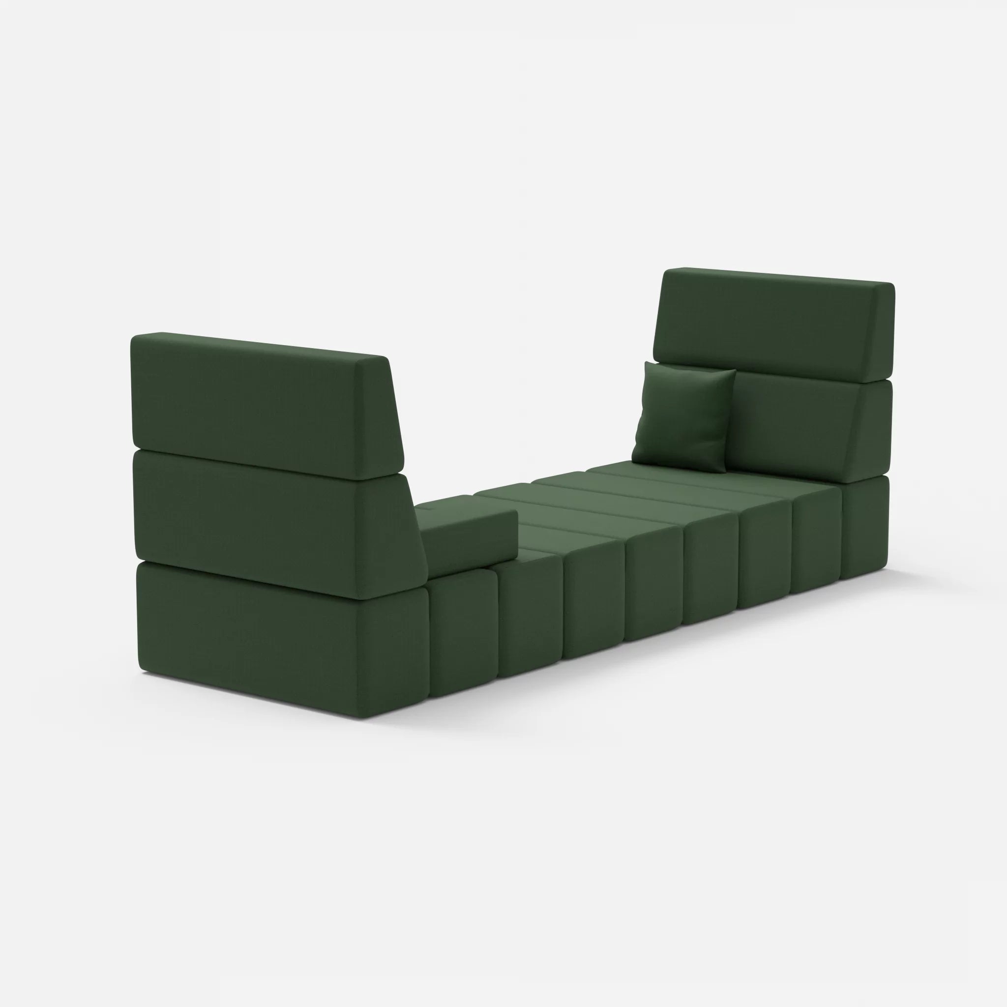 2 Sitzer Sofa Bricks 2 radio7036 in Olive von hinten