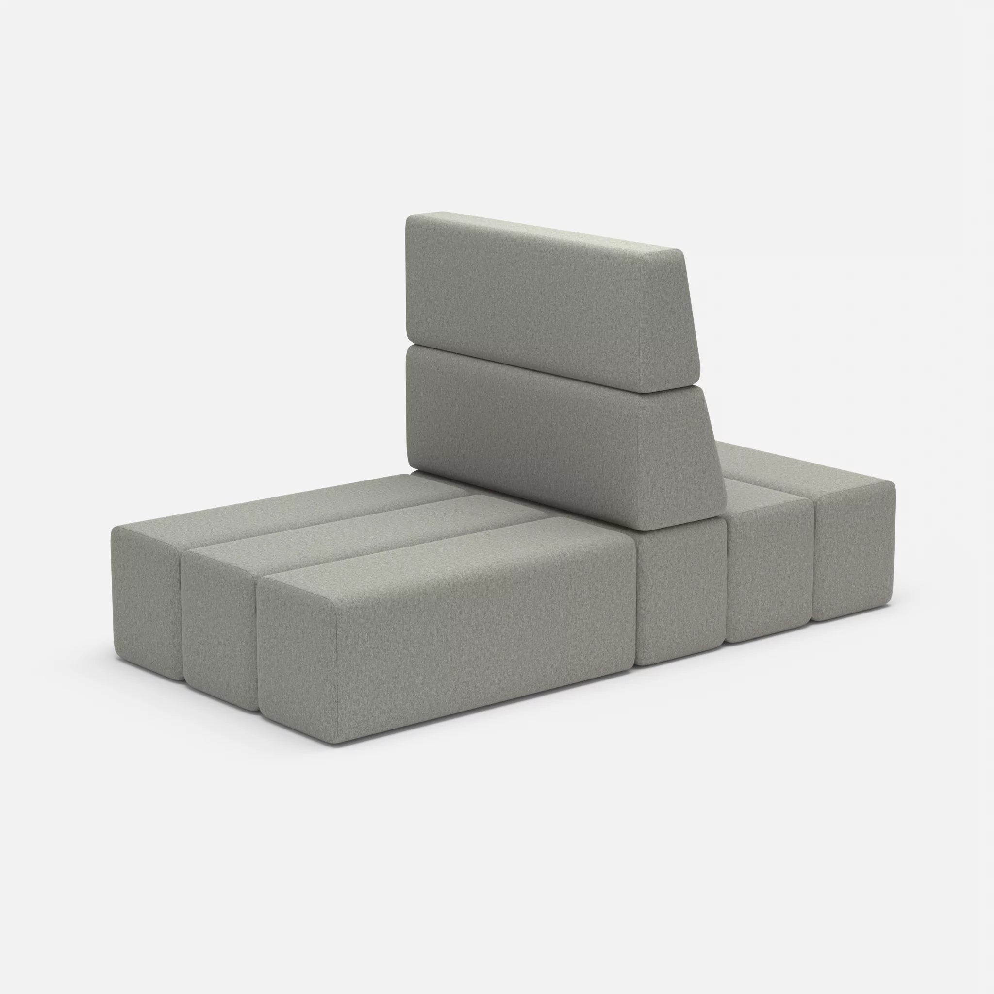 2 Sitzer Sofa Bricks 4 dama0003 in Mittelgrau von der Seite