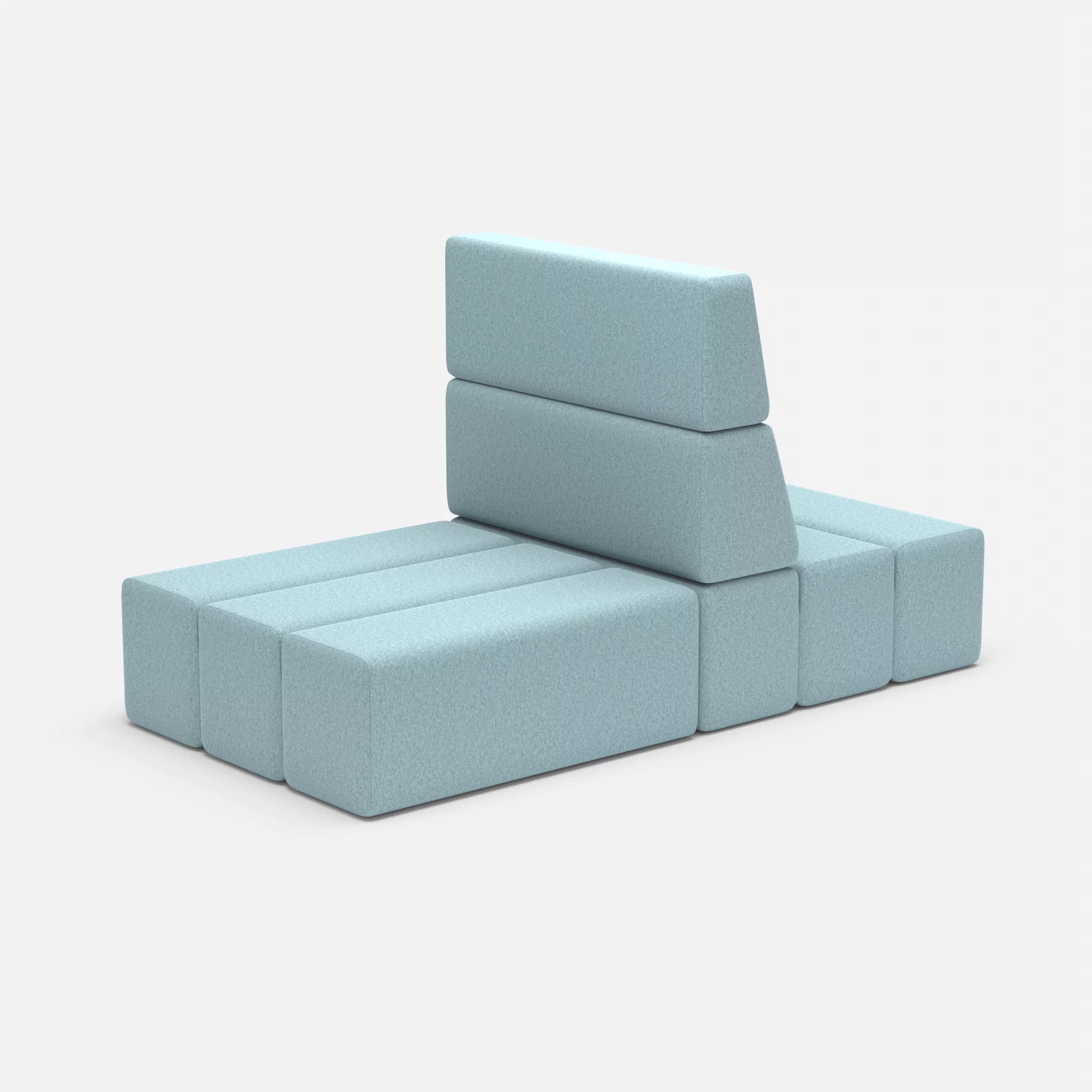 2 Sitzer Sofa Bricks 4 dama0016 in Hellblau von der Seite