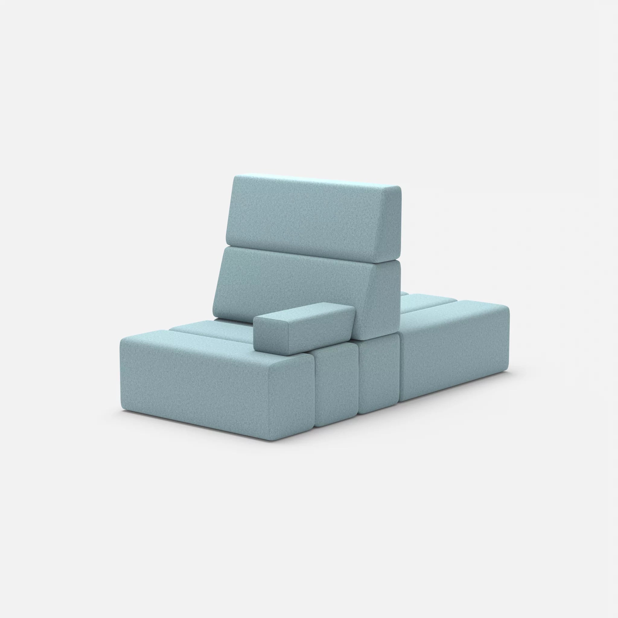2 Sitzer Sofa Bricks 4 dama0016 in Hellblau von hinten