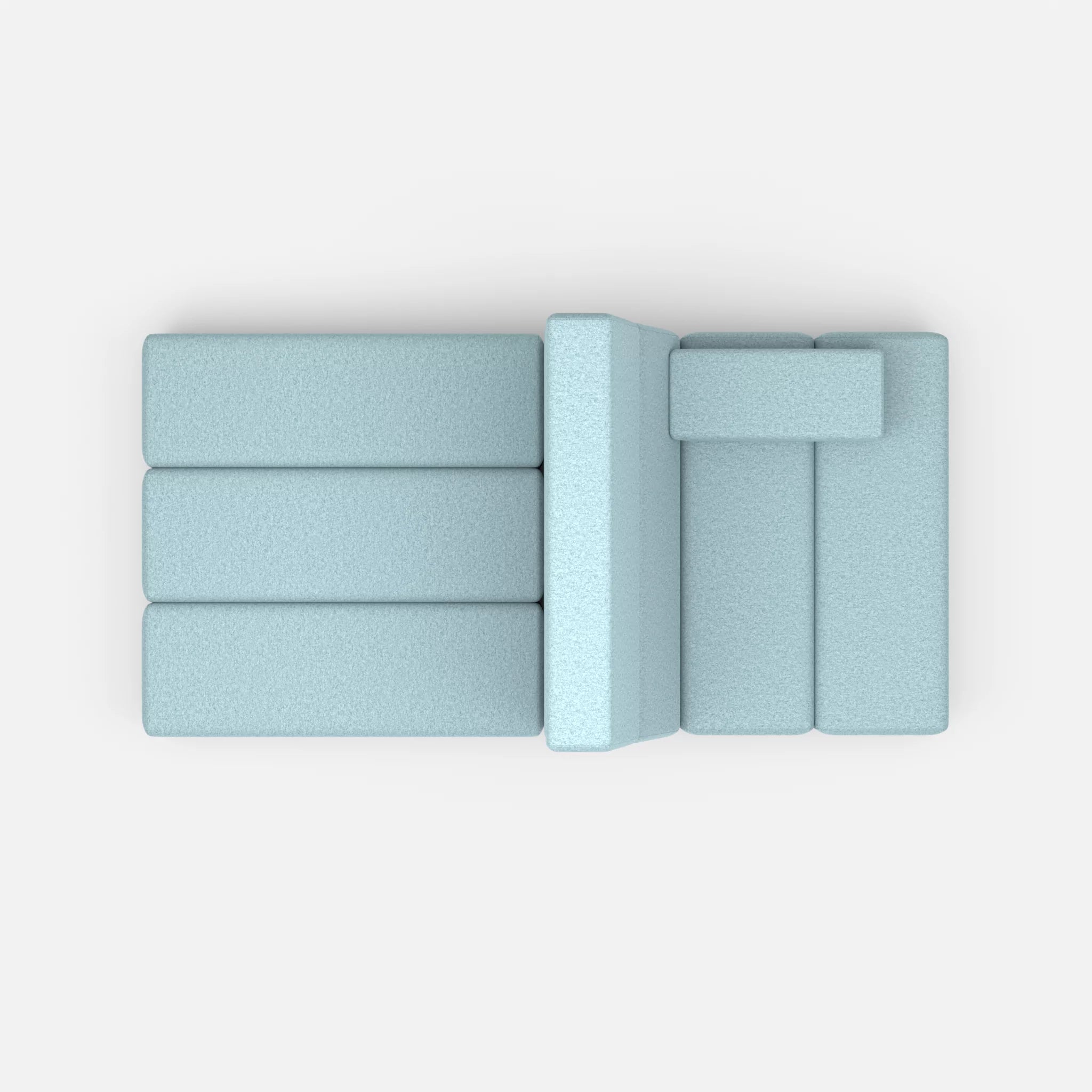 2 Sitzer Sofa Bricks 4 dama0016 in Hellblau von oben