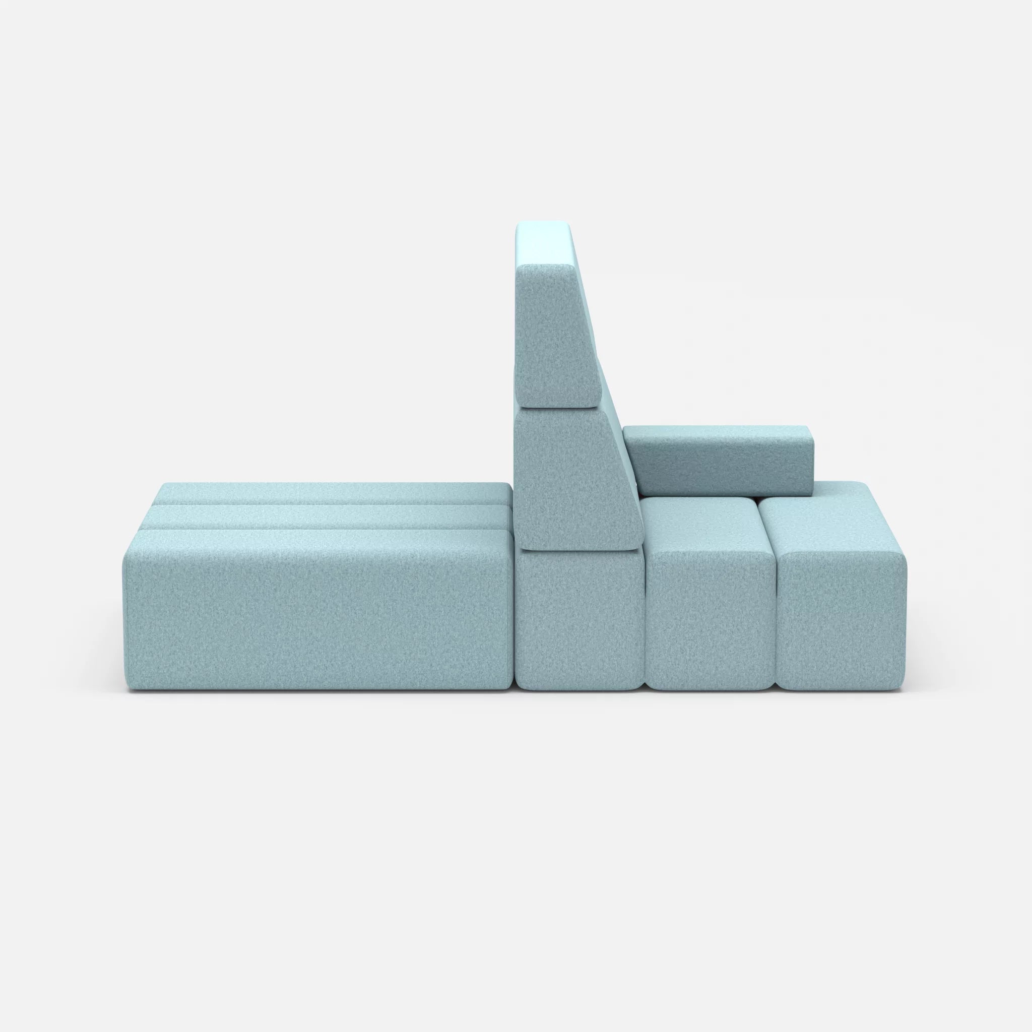 2 Sitzer Sofa Bricks 4 dama0016 in Hellblau von vorne