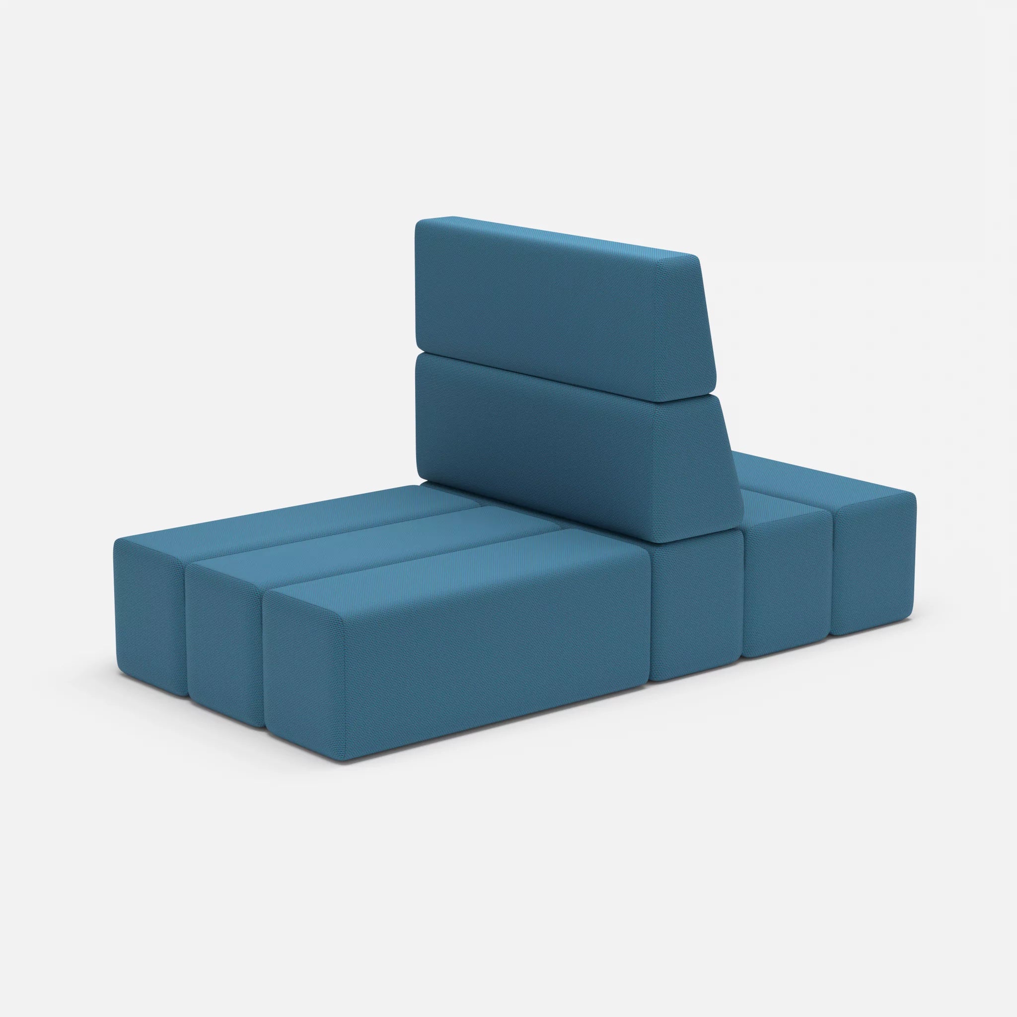 2 Sitzer Sofa Bricks 4 novumazur in Dunkelblau von der Seite