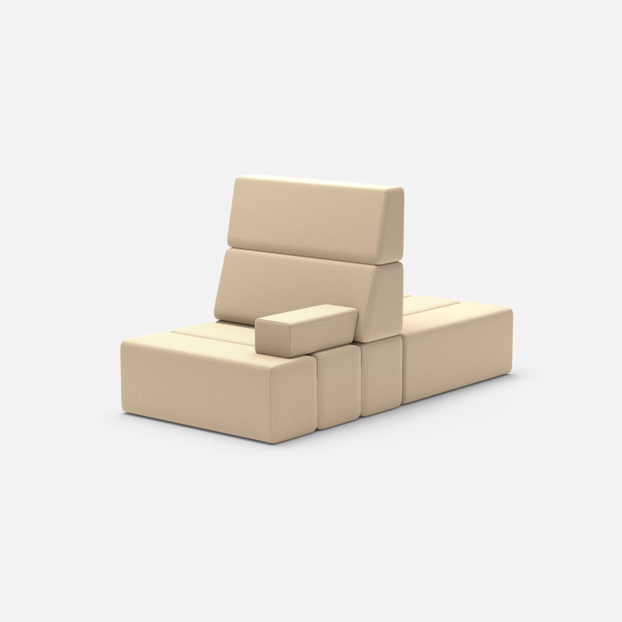 2 Sitzer Sofa Bricks 4 novumcocos in Hellbraun von hinten