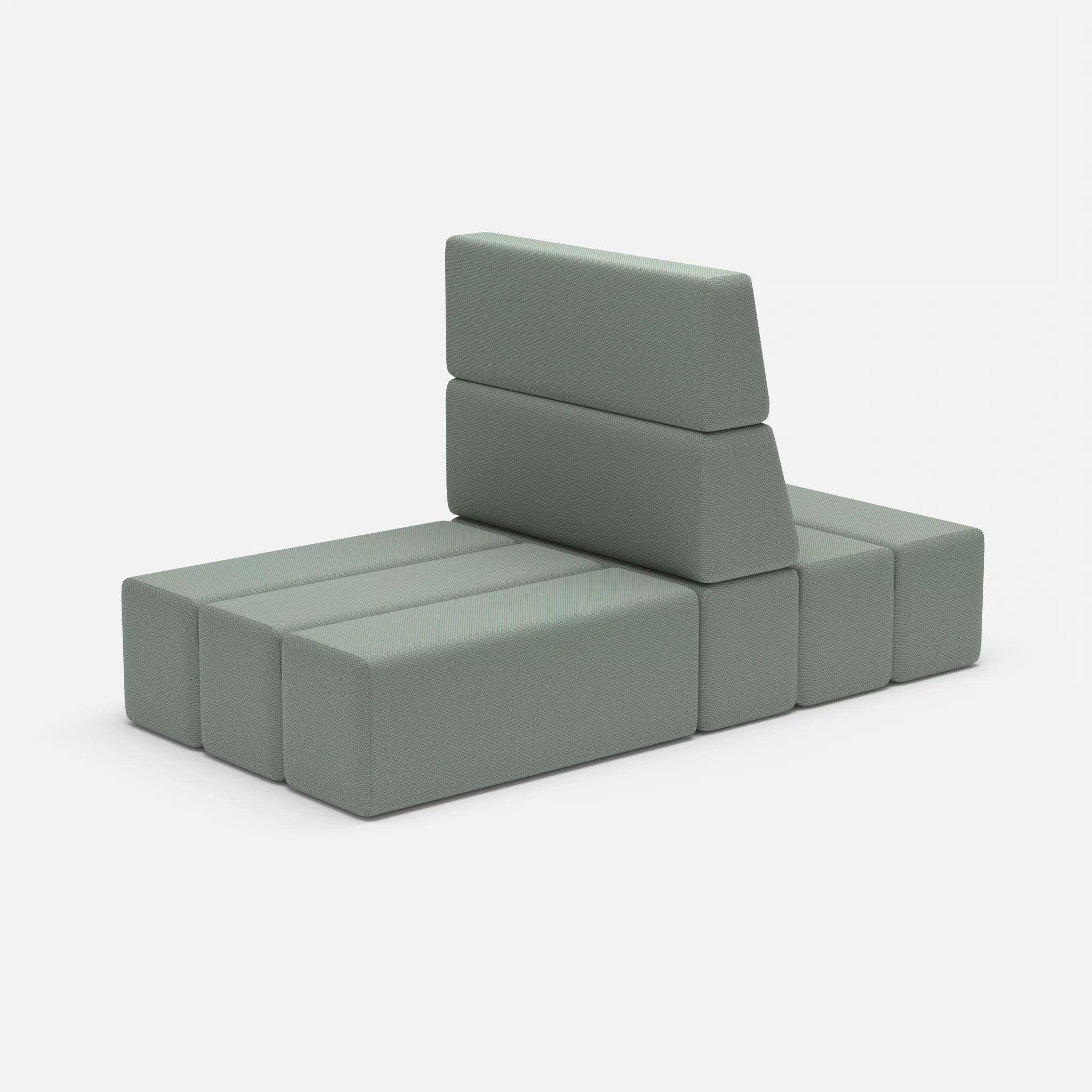2 Sitzer Sofa Bricks 4 novumdelphi in Graublau von der Seite
