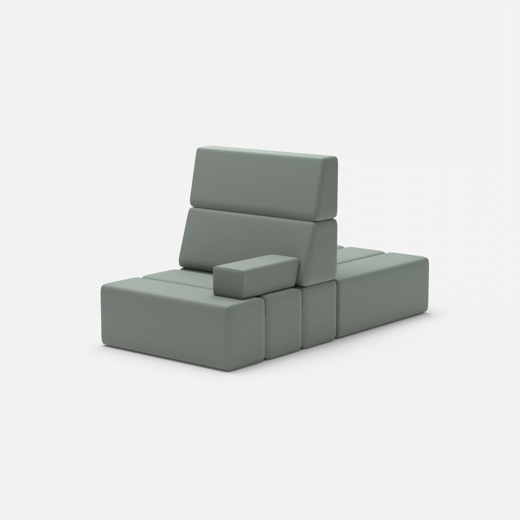 2 Sitzer Sofa Bricks 4 novumdelphi in Graublau von hinten