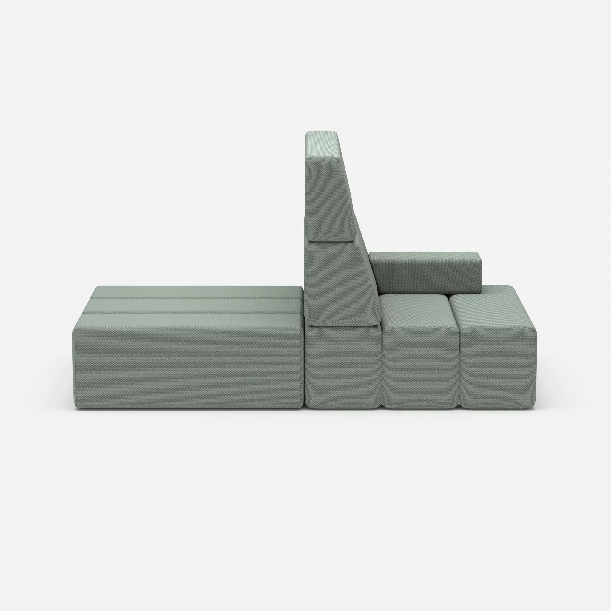 2 Sitzer Sofa Bricks 4 novumdelphi in Graublau von vorne