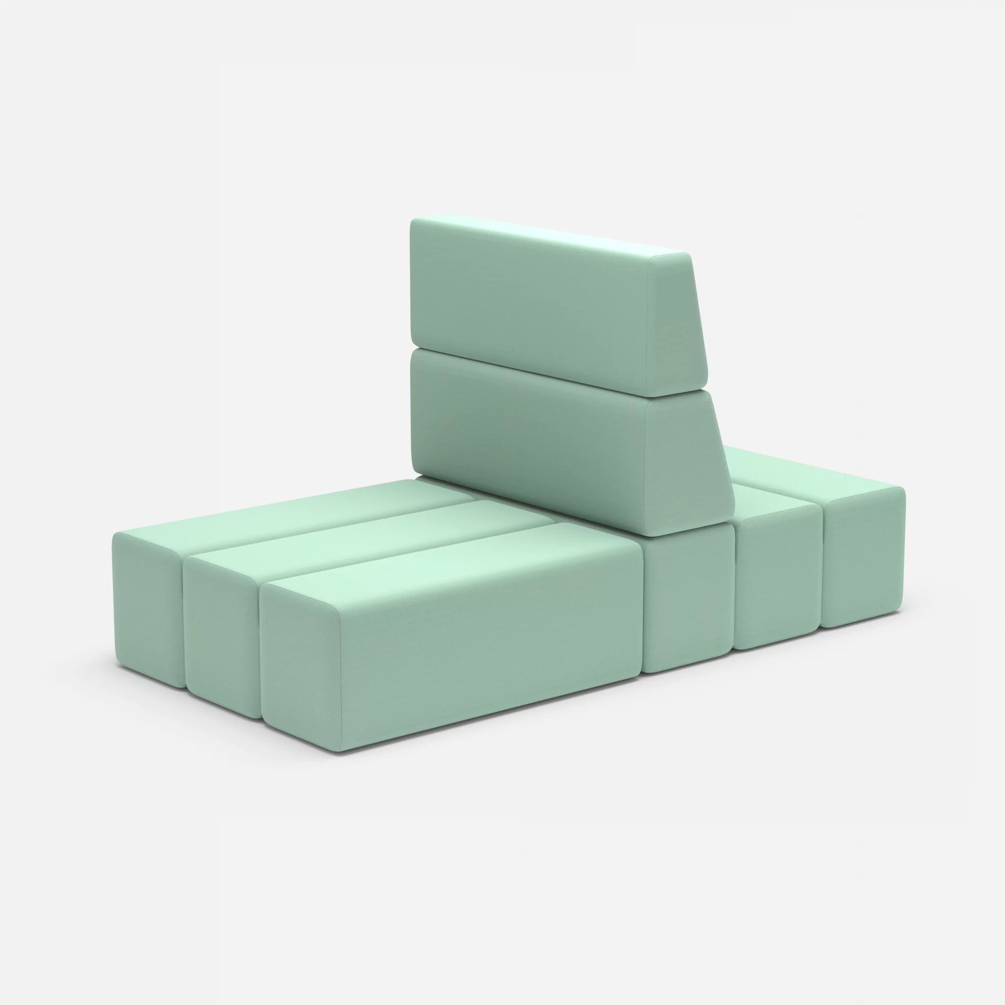 2 Sitzer Sofa Bricks 4 radio7045 in Hellblau von der Seite