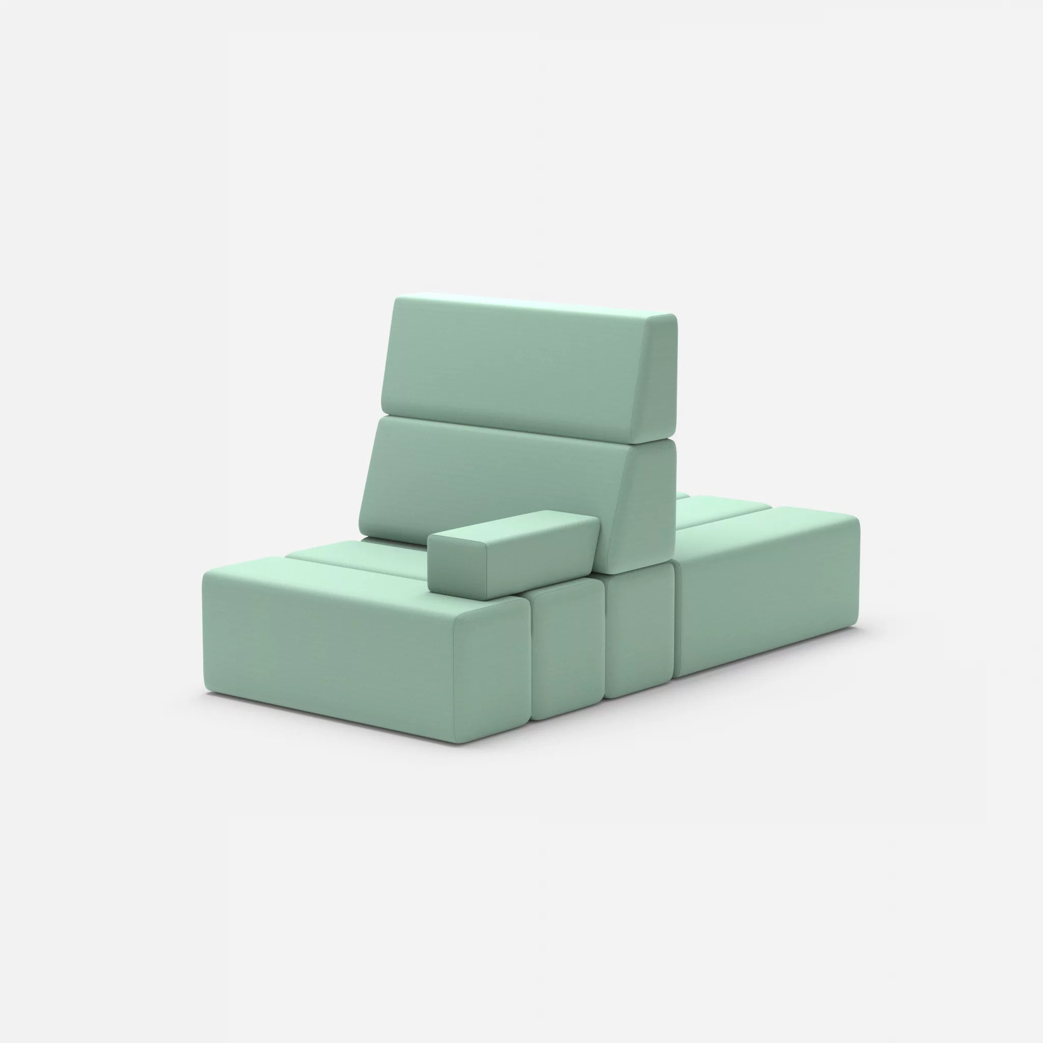 2 Sitzer Sofa Bricks 4 radio7045 in Hellblau von hinten