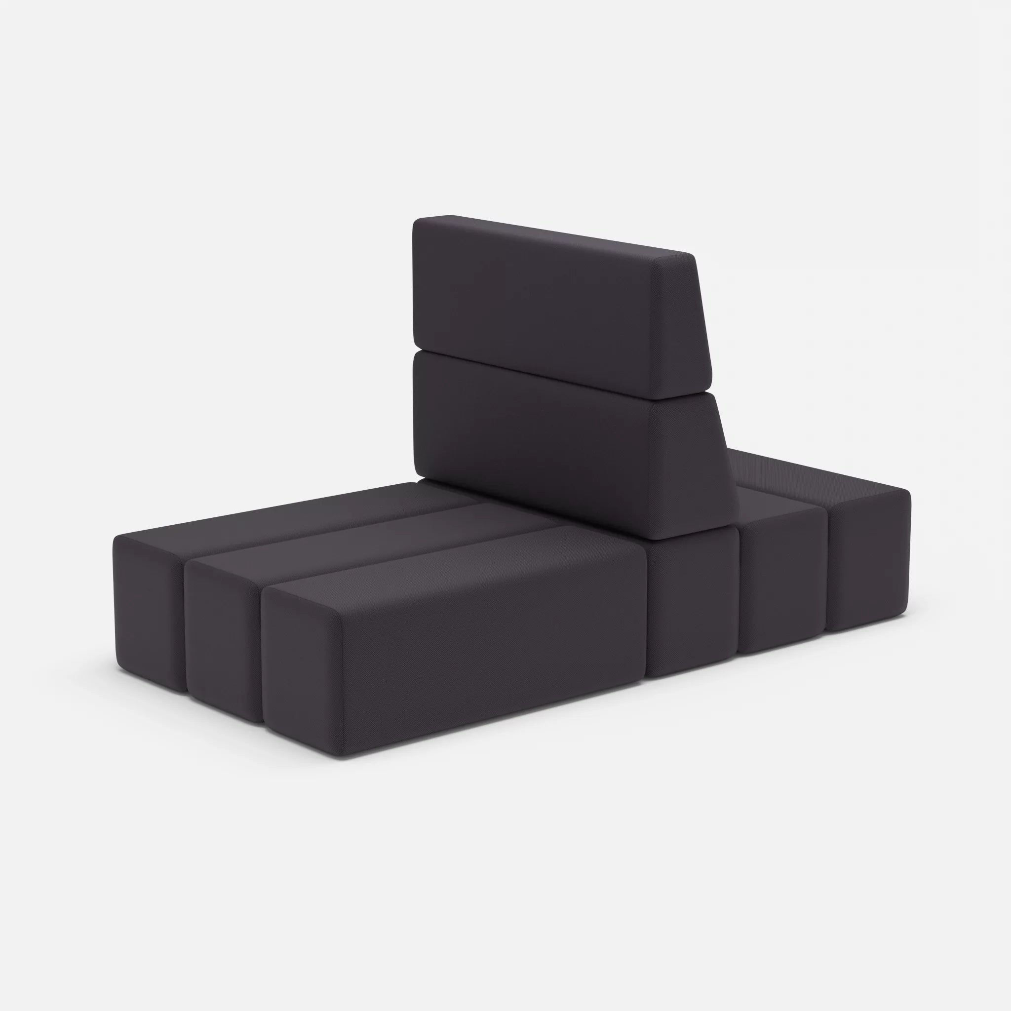2 Sitzer Sofa Bricks 4 radio8517 in Anthrazit von der Seite