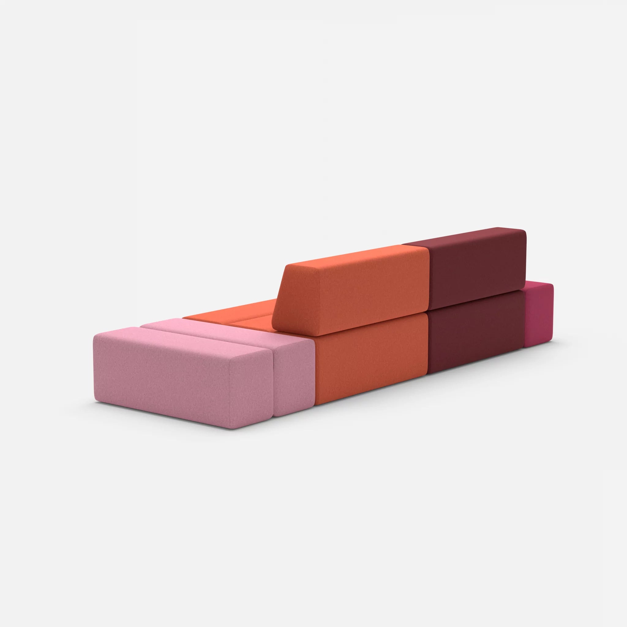 2 Sitzer Sofa Bricks 5 dama0034-dama0062 in Bordeaux und Orange von hinten