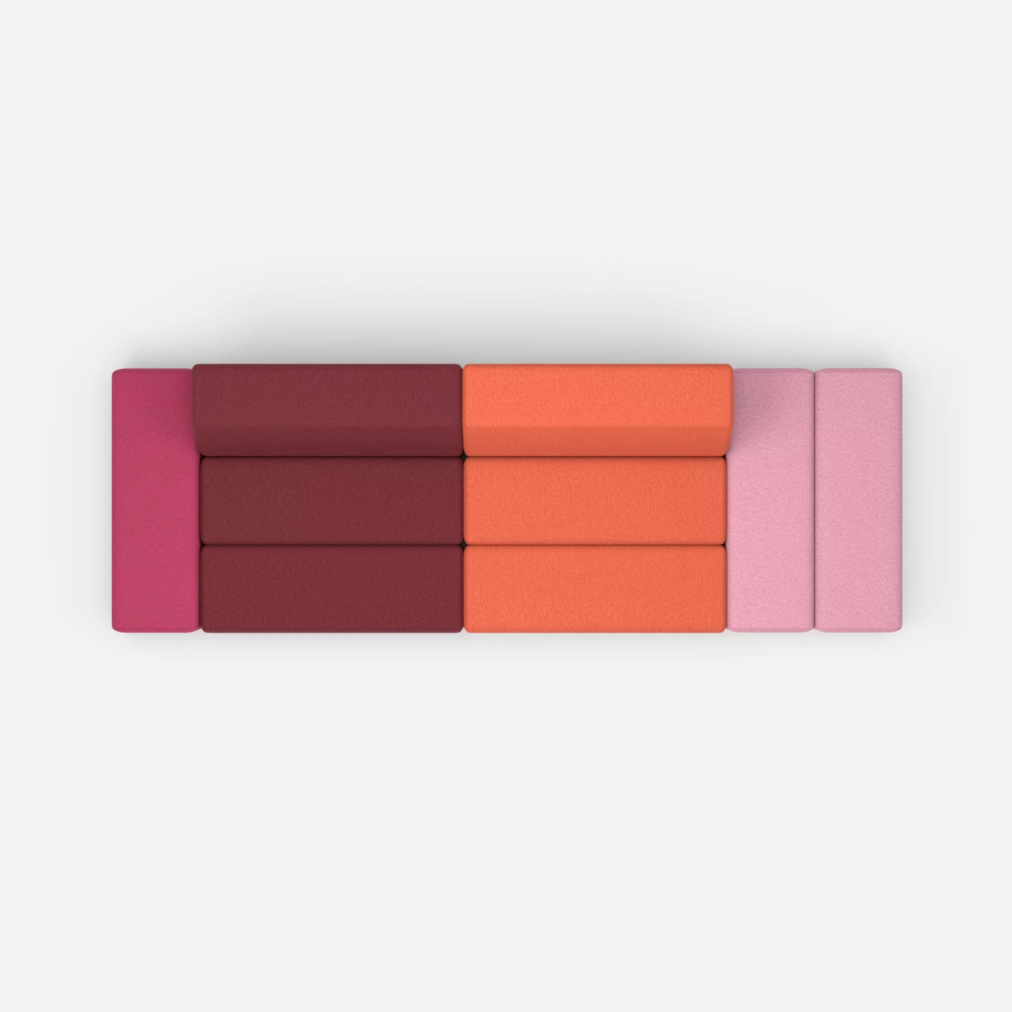 2 Sitzer Sofa Bricks 5 dama0034-dama0062 in Bordeaux und Orange von oben